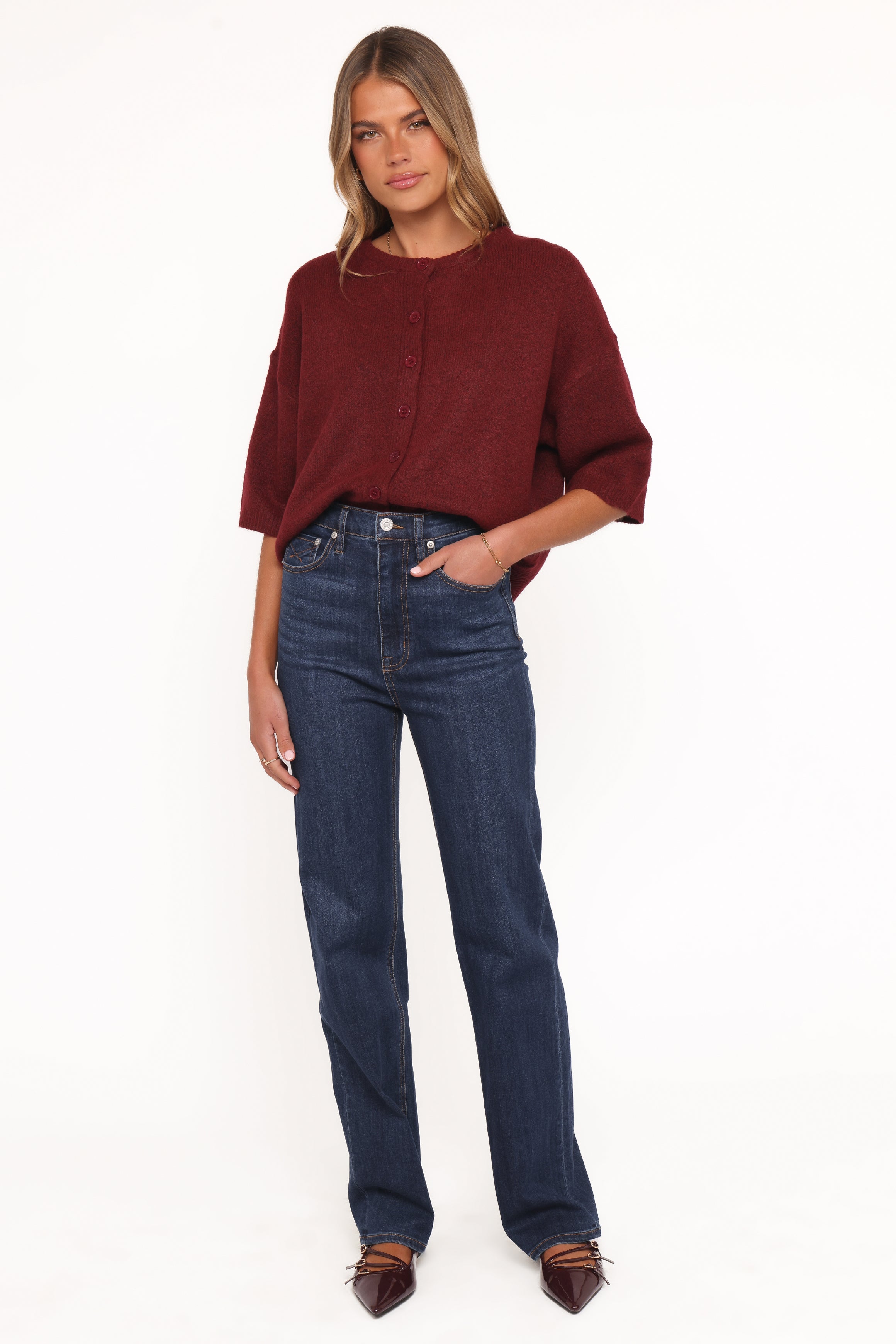Petal and Pup USA TOPS Lilith Knit Top - Wine