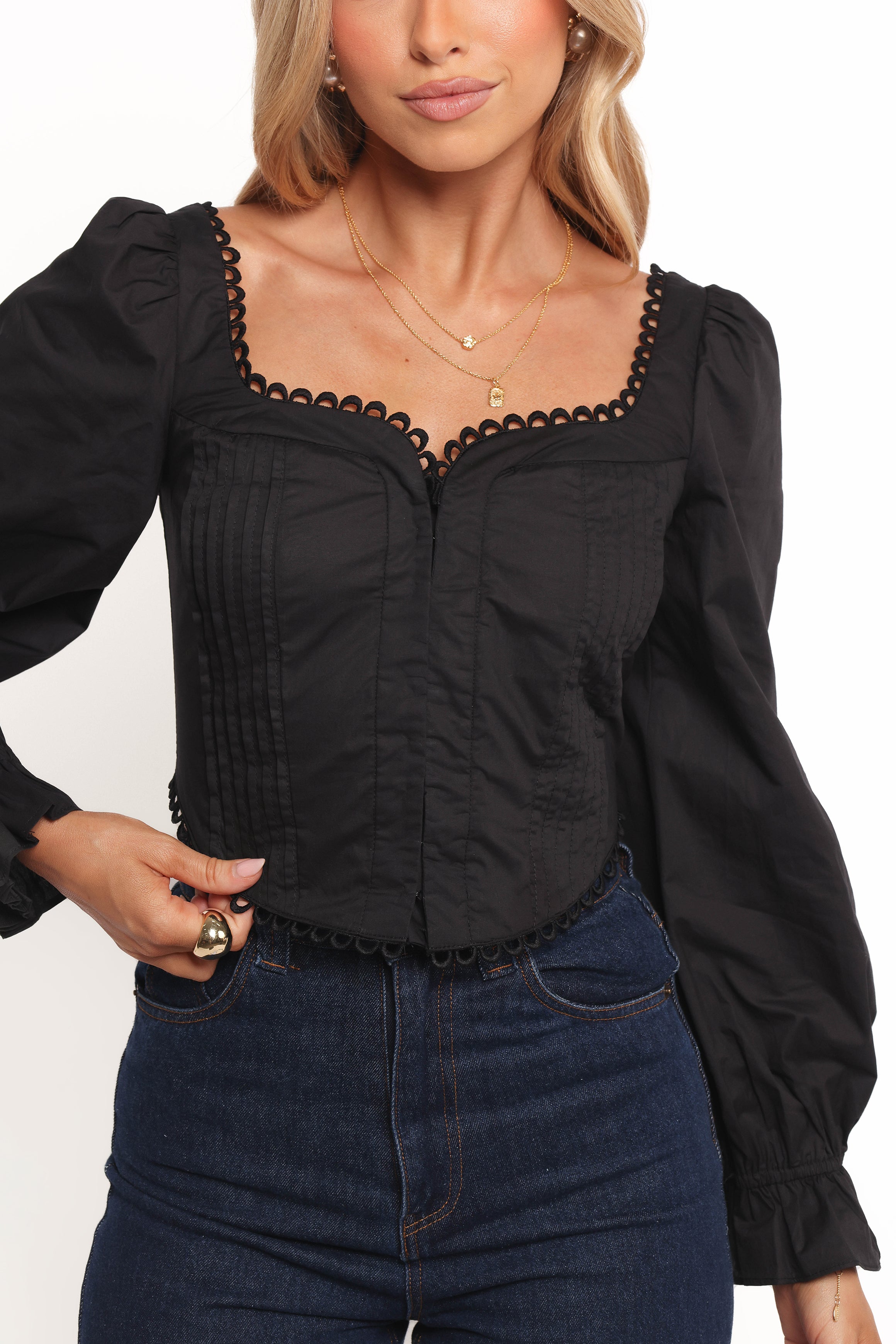 Petal and Pup USA TOPS Lorelei Corset Top - Black