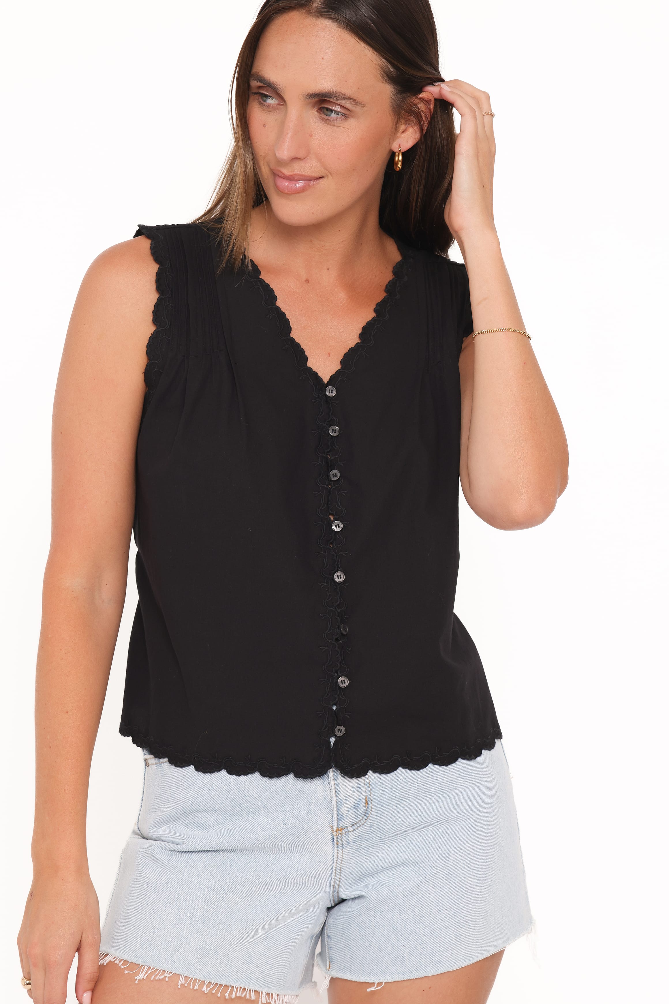 Petal and Pup USA TOPS Lori Lace Trim Top - Black