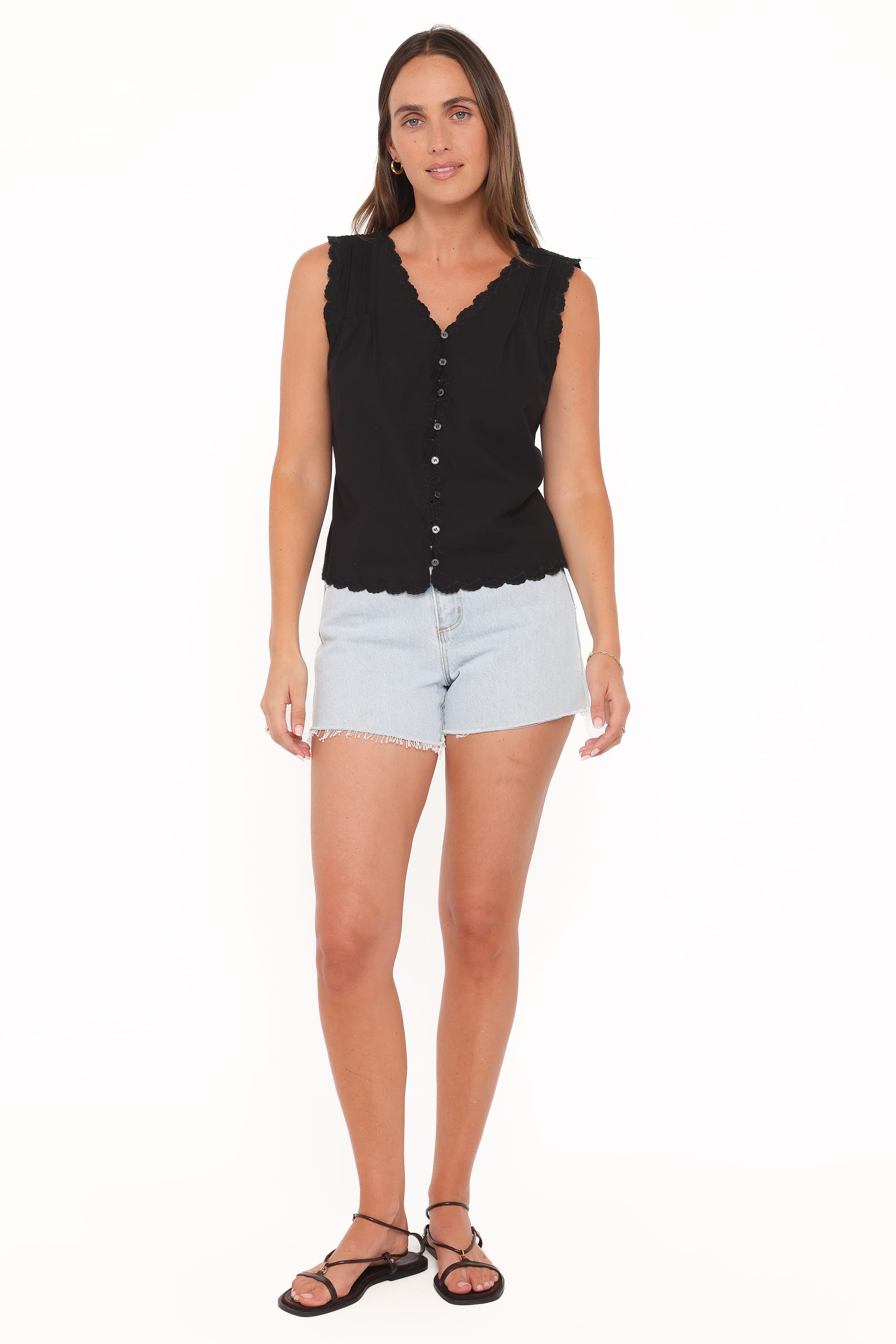 Petal and Pup USA TOPS Lori Lace Trim Top - Black