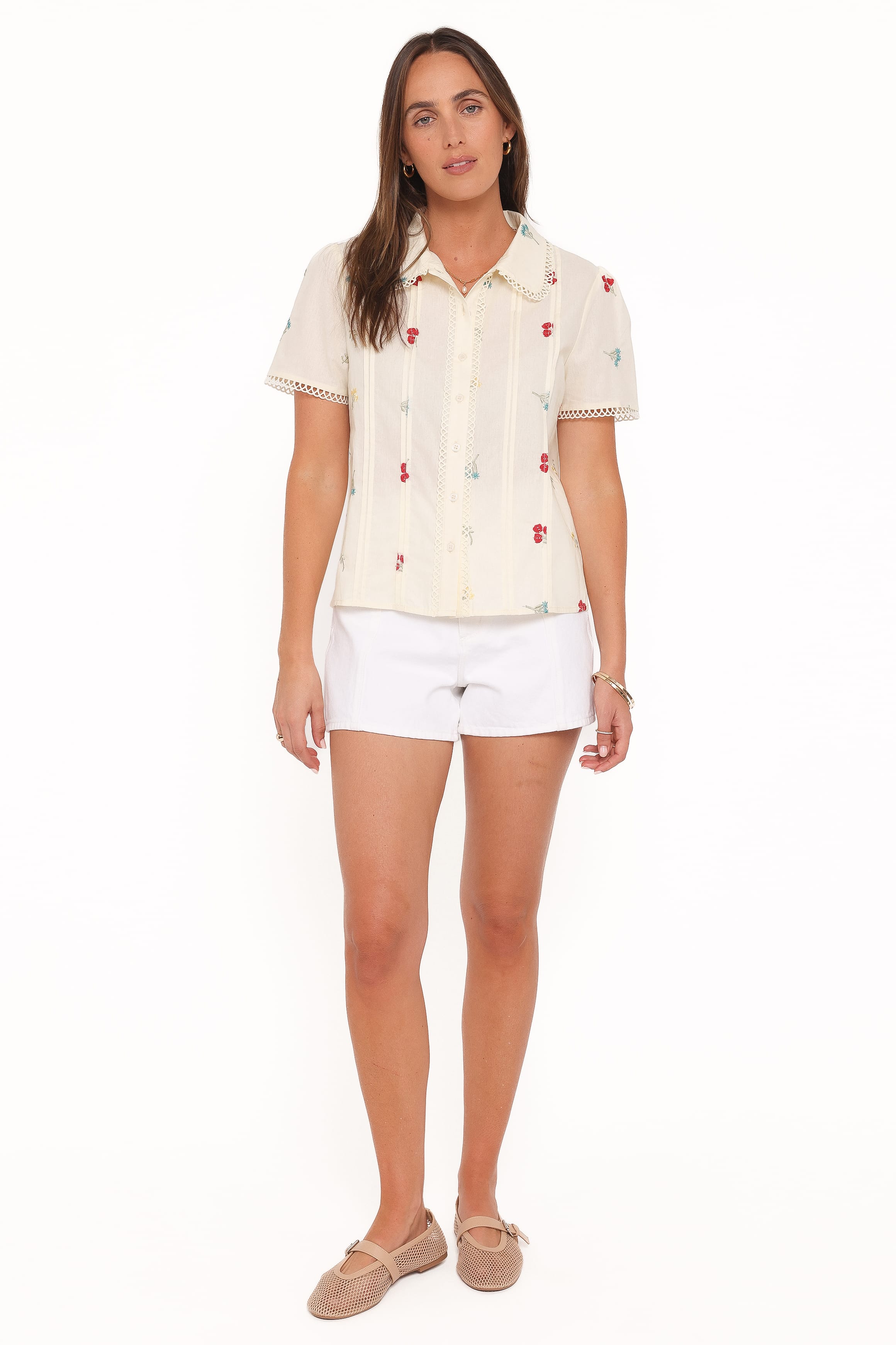 Petal and Pup USA TOPS Lucile Embroidered Shirt - Light Yellow