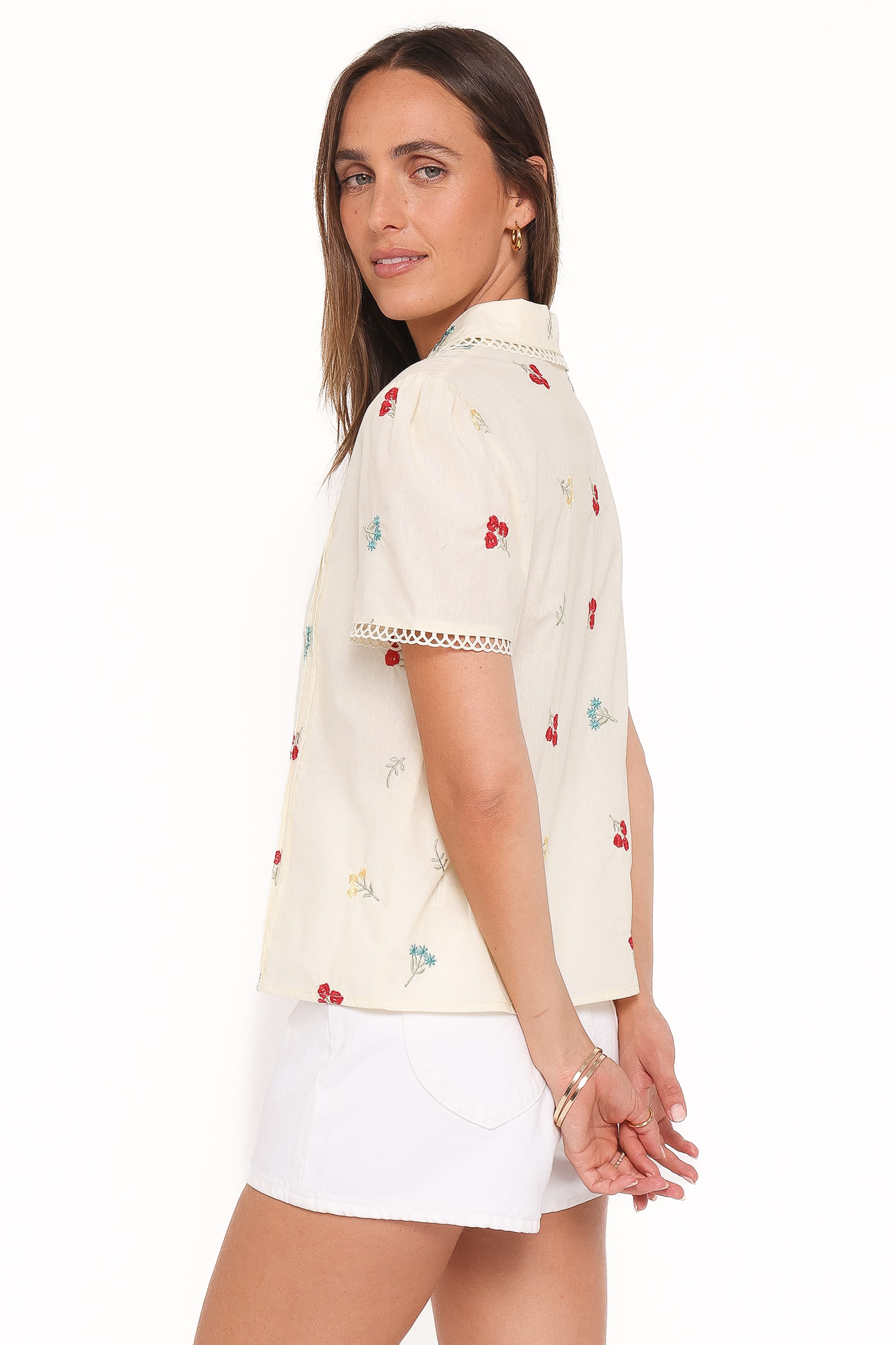 Petal and Pup USA TOPS Lucile Embroidered Shirt - Light Yellow