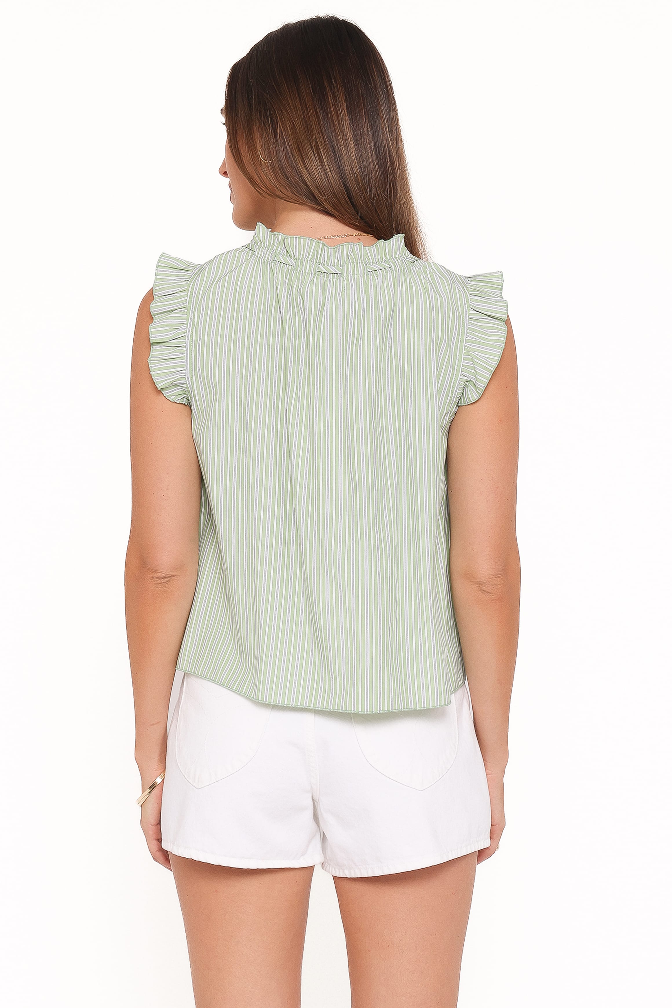 Petal and Pup USA TOPS Luisa Ruffle Top - Green/White