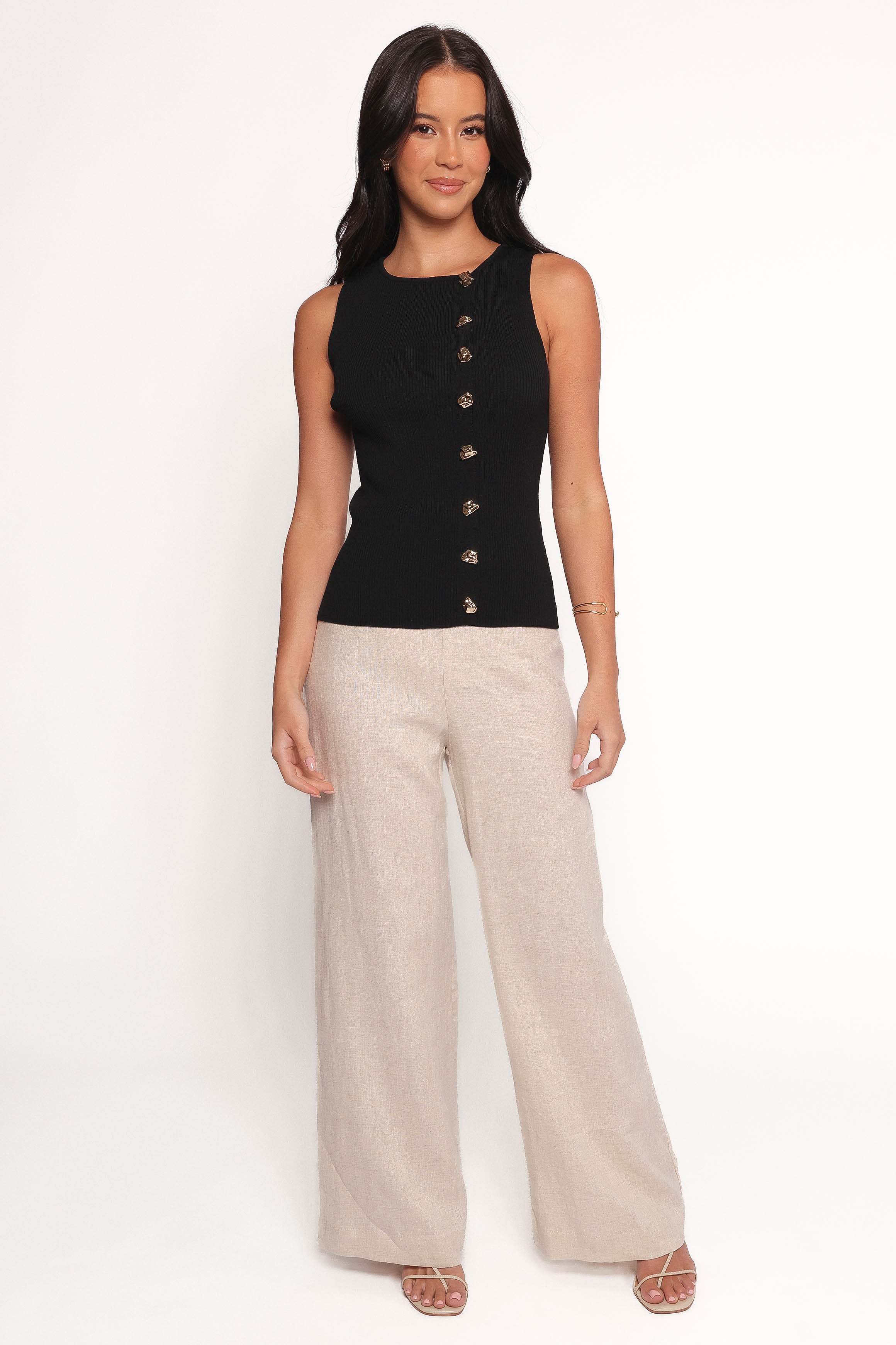 Petal and Pup USA TOPS Lysa Knit Vest Top - Black