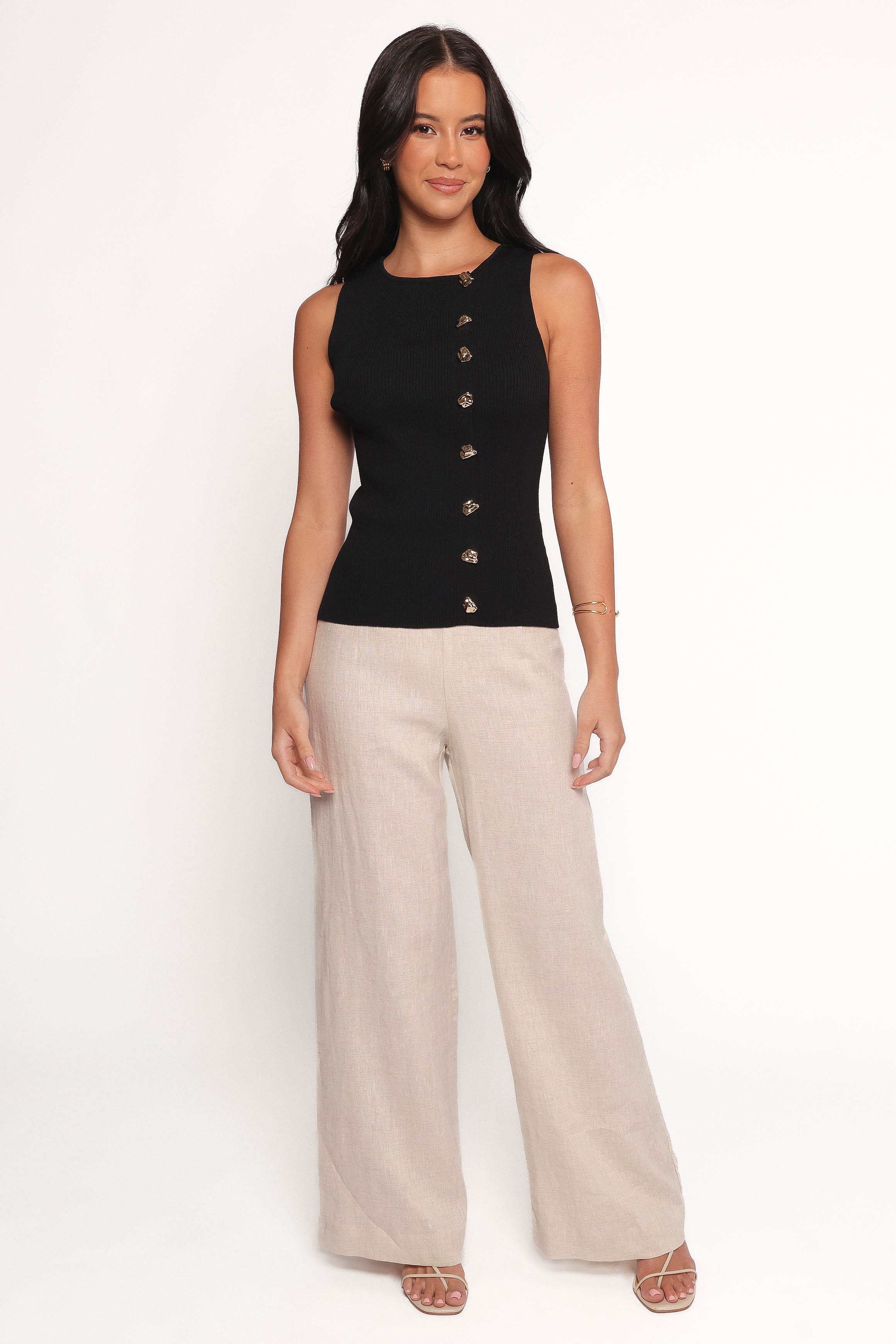 Petal and Pup USA TOPS Lysa Knit Vest Top - Black