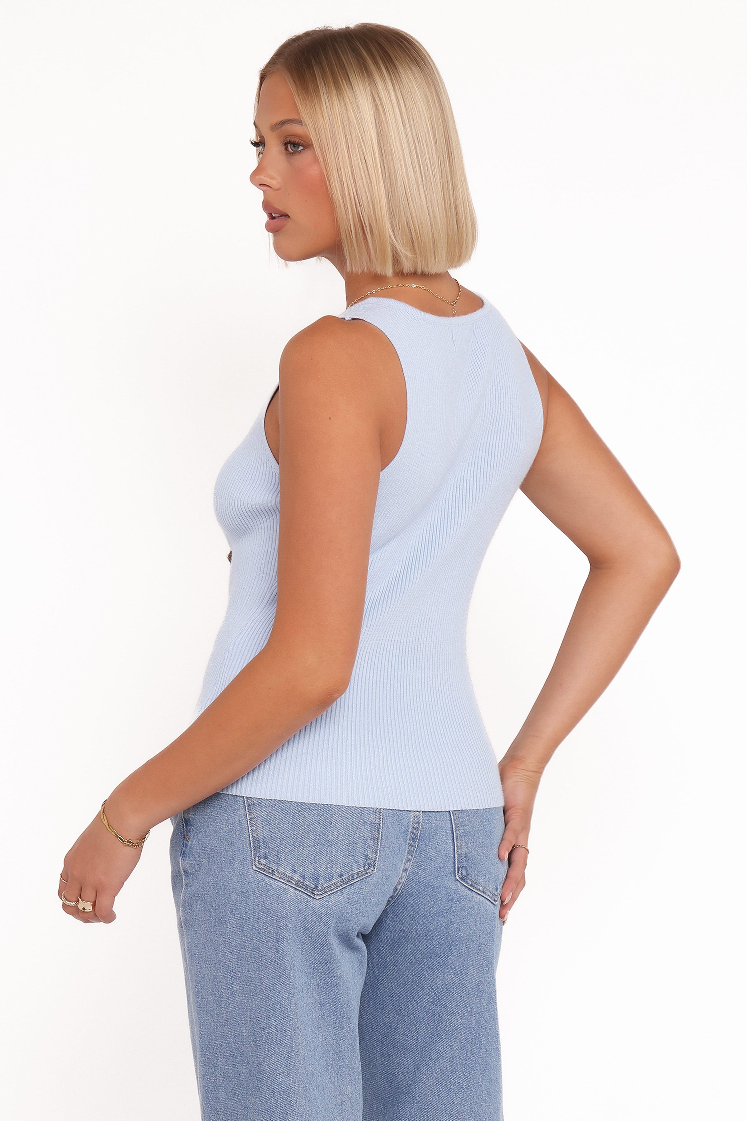 Petal and Pup USA TOPS Lysa Knit Vest Top - Blue