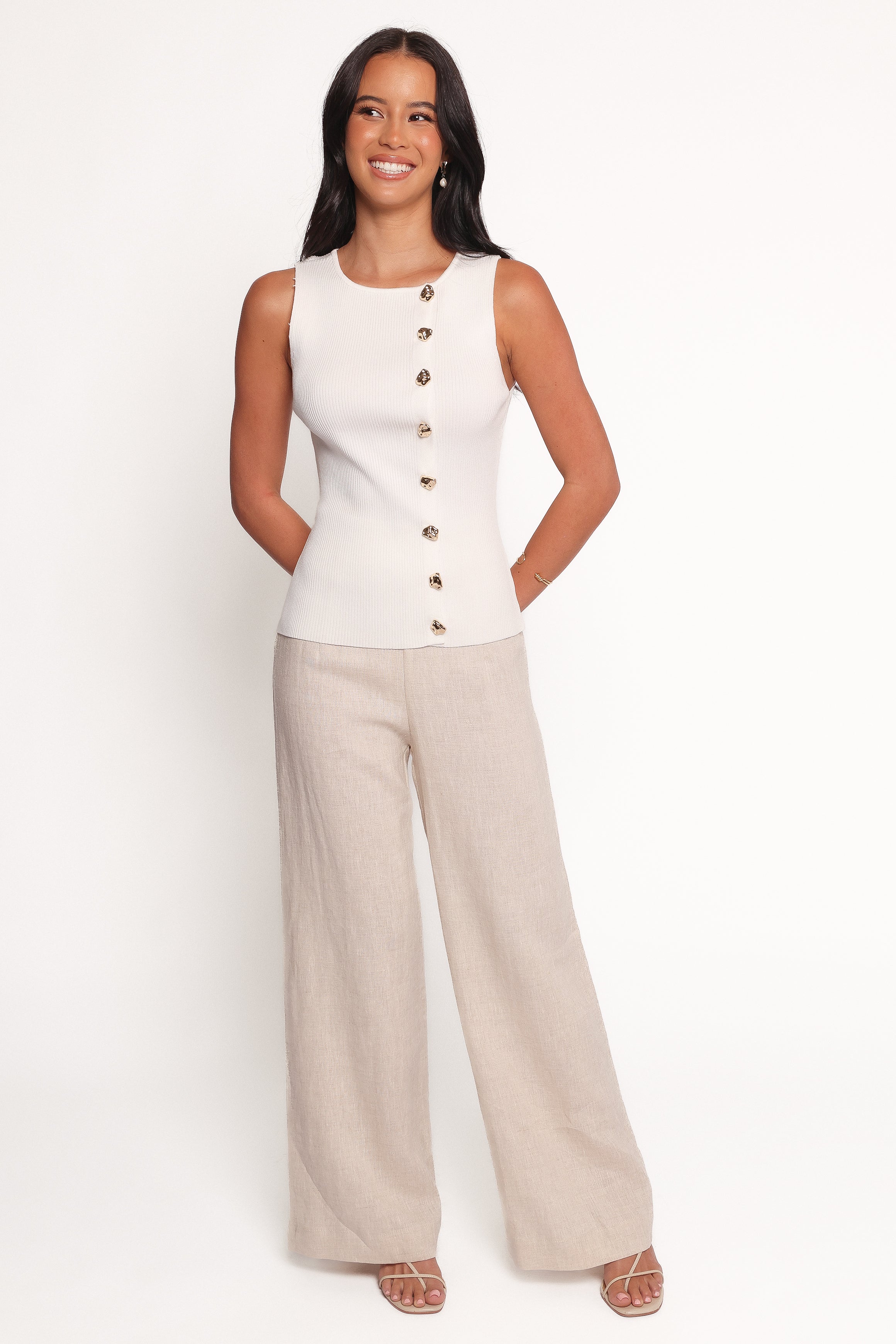 Petal and Pup USA TOPS Lysa Knit Vest Top - White