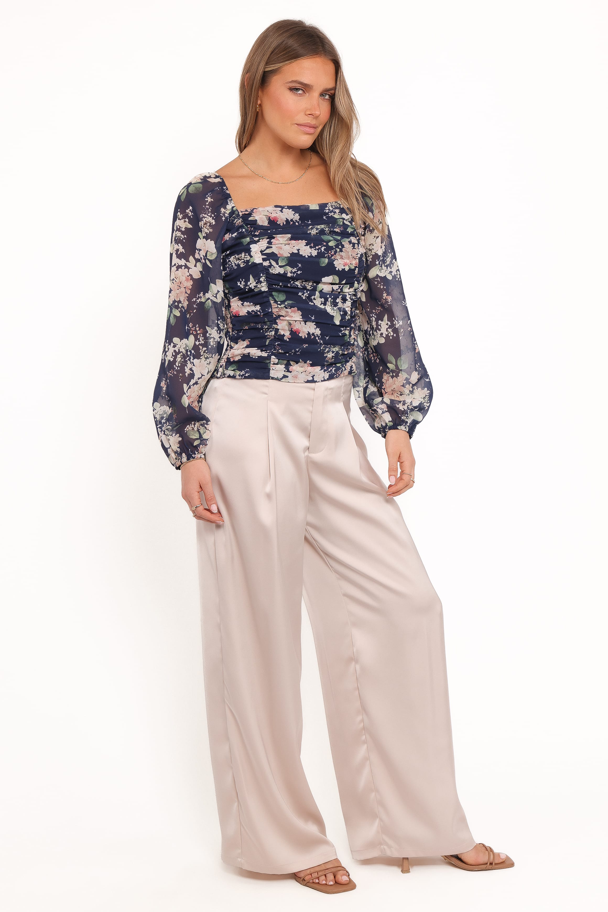 Petal and Pup USA TOPS Maia Long Sleeve Top - Navy Floral