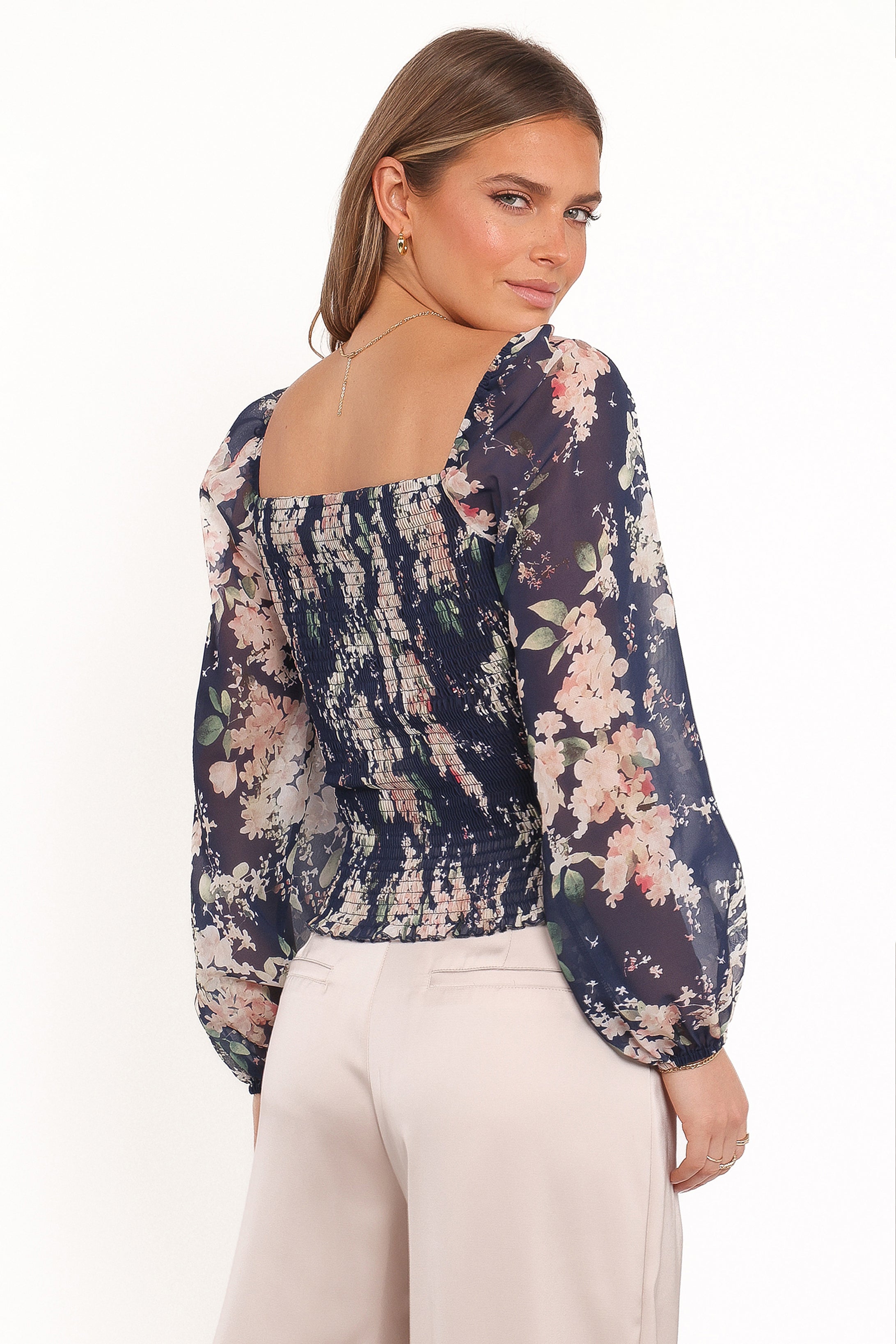 Petal and Pup USA TOPS Maia Long Sleeve Top - Navy Floral