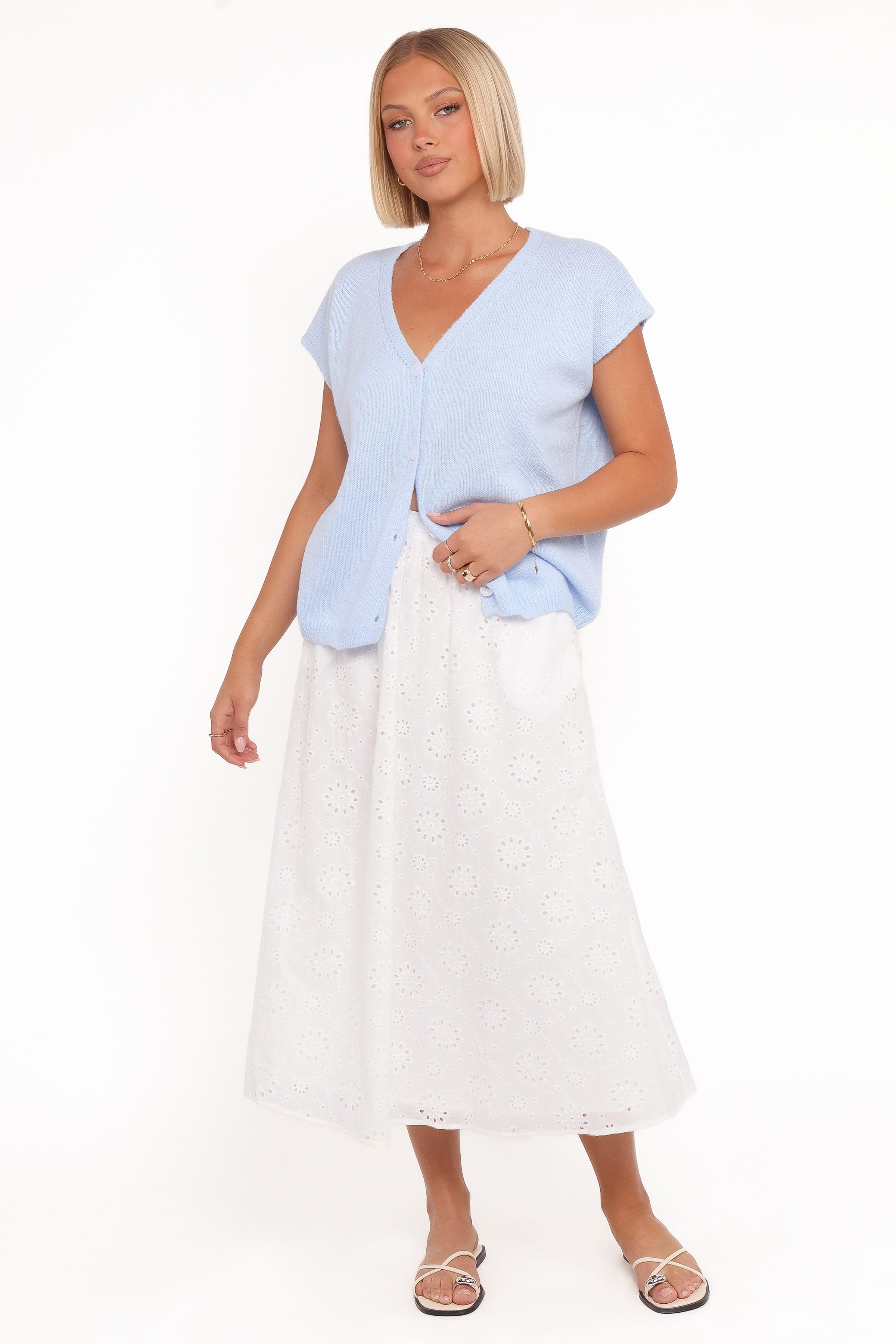 Petal and Pup USA TOPS Mariana Knit Vest - Pale Blue