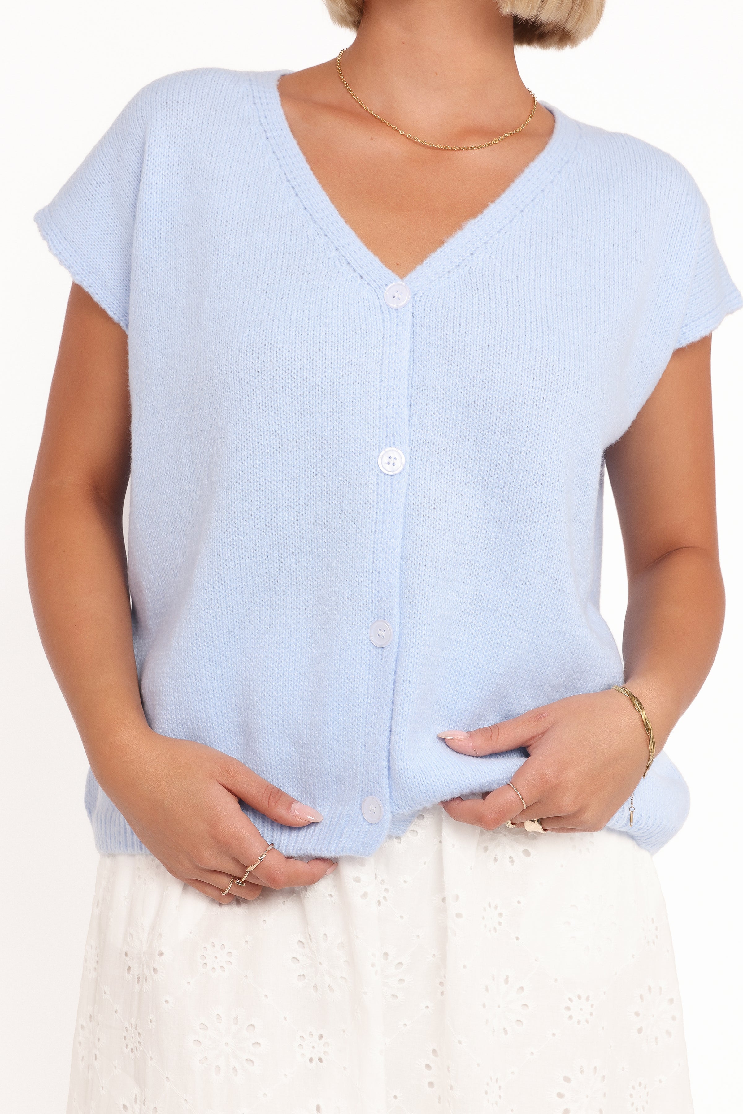 Petal and Pup USA TOPS Mariana Knit Vest - Pale Blue
