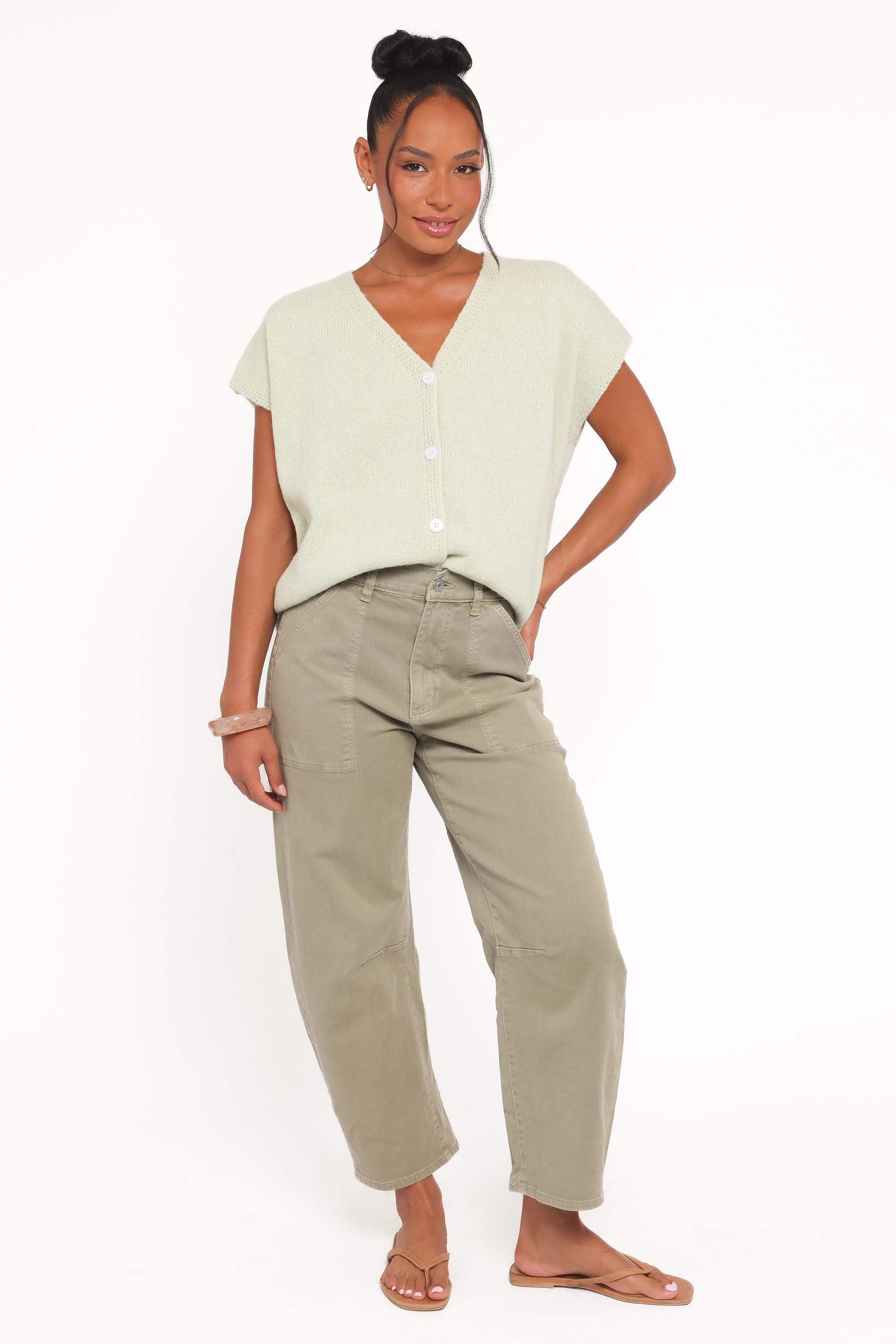 Petal and Pup USA TOPS Mariana Knit Vest - Sage
