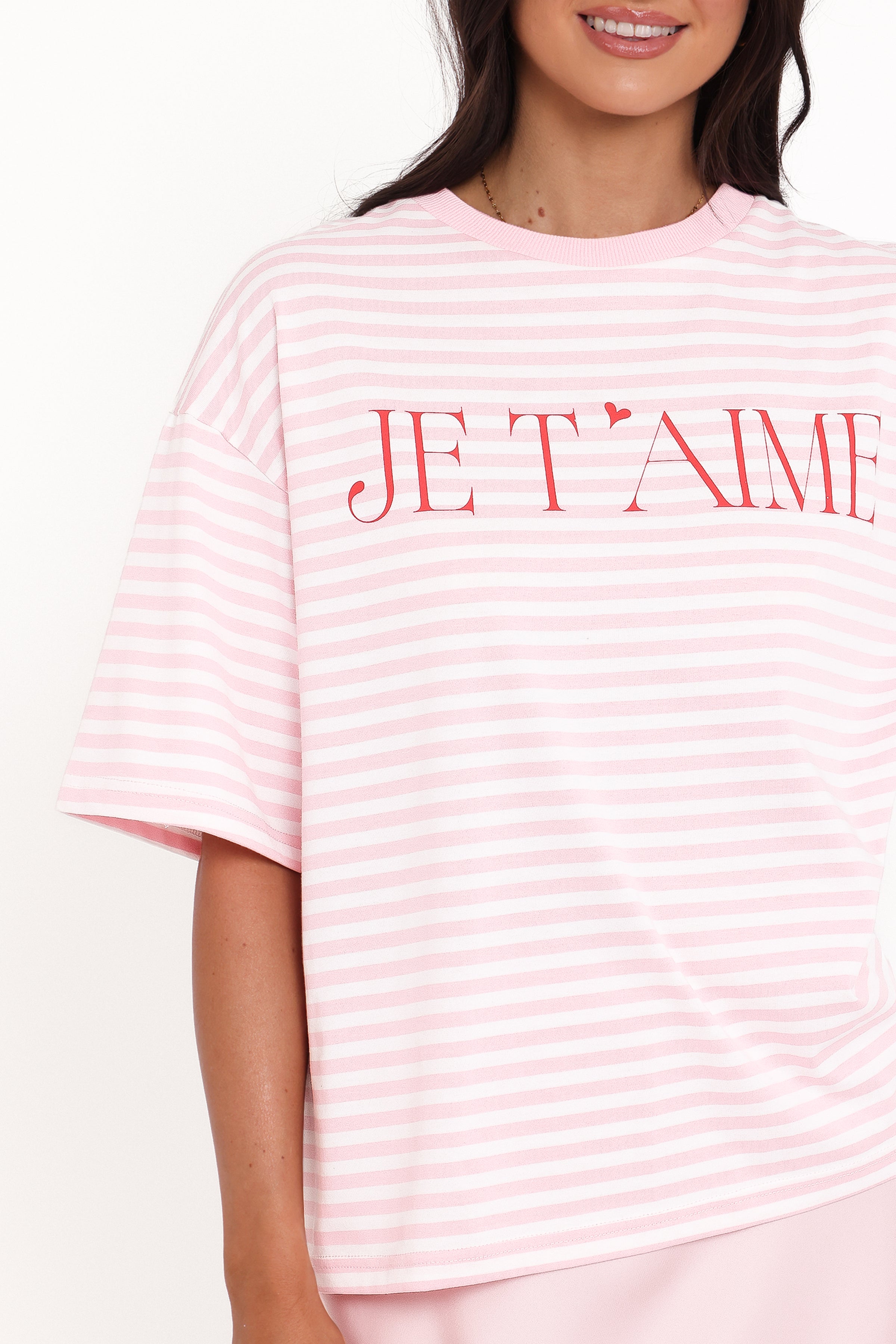 Petal and Pup USA TOPS Marly Je T'Aime Tee - Pink Stripe