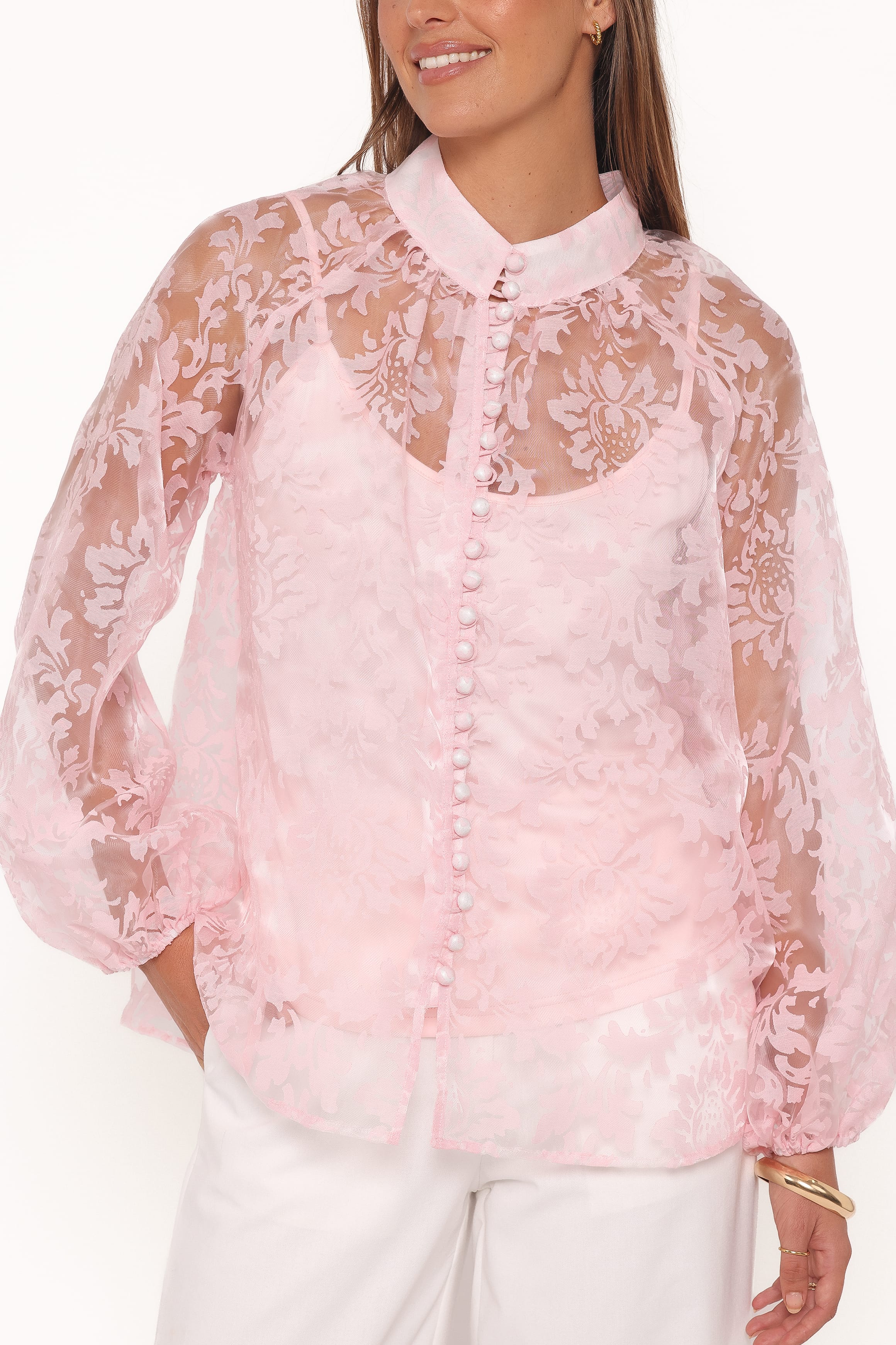 Petal and Pup USA TOPS Marni Organza Top - Pink Floral