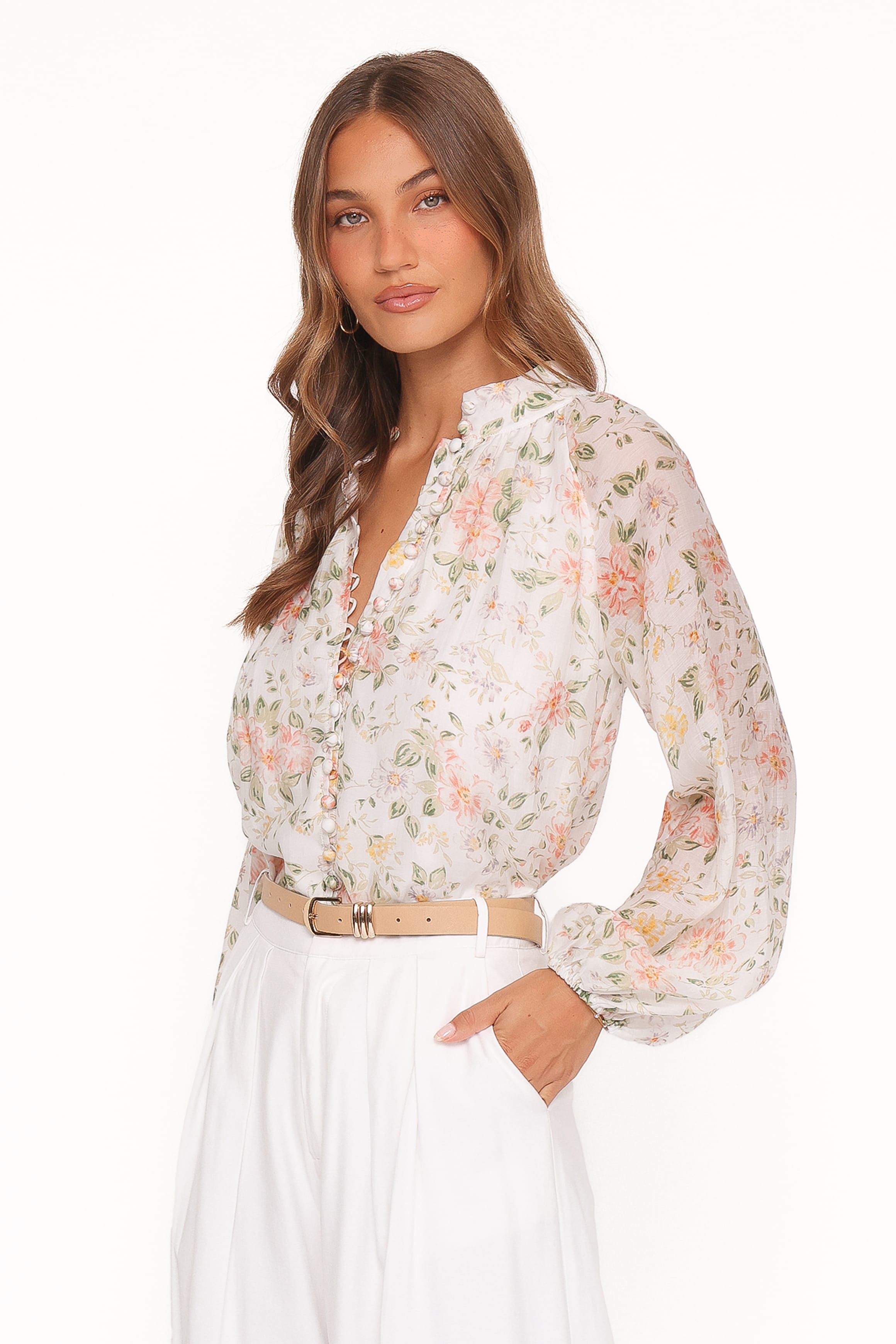 Petal and Pup USA TOPS Marni Top - White Multi Floral