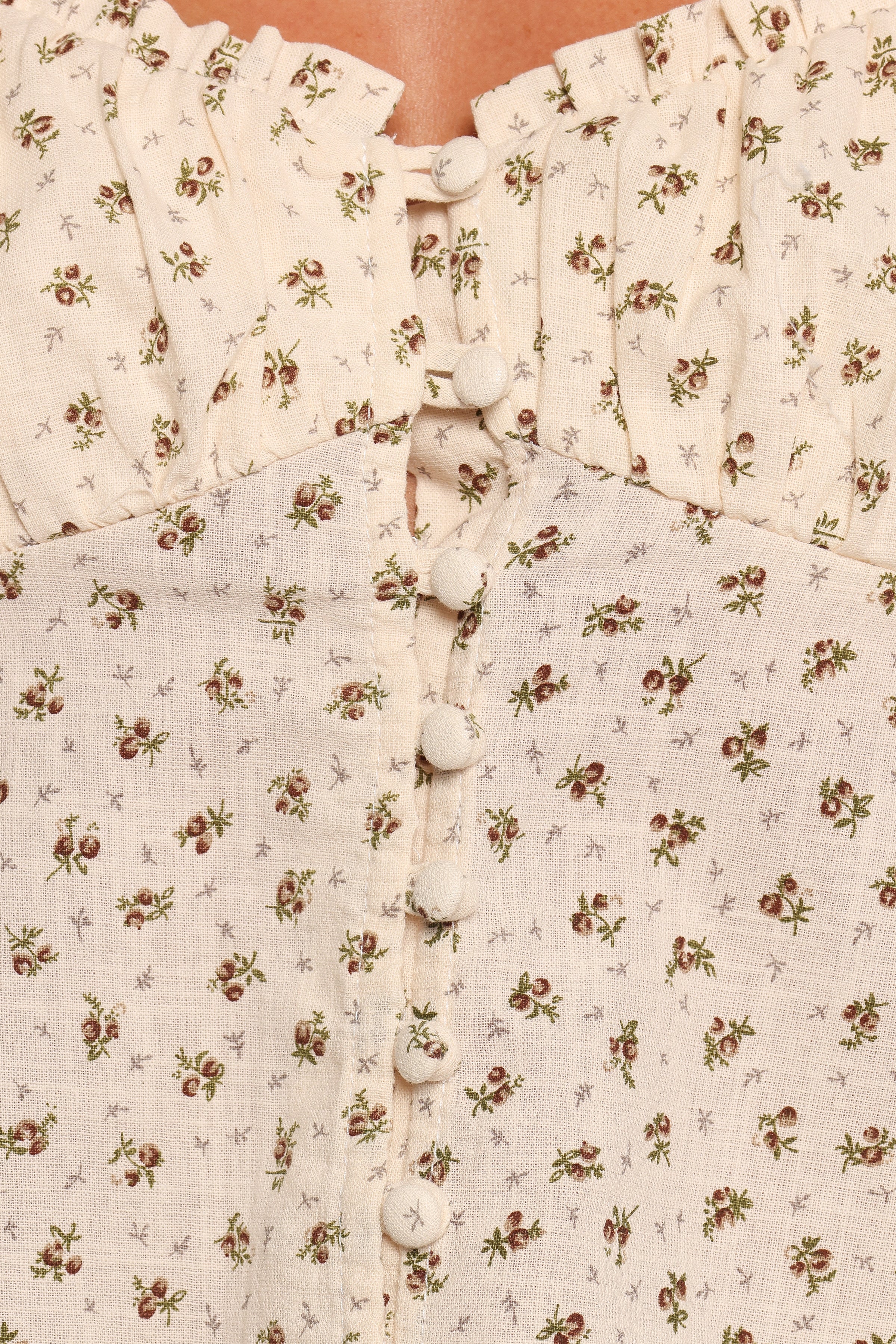 Petal and Pup USA TOPS Maud Top - Cream Brown Floral (Hold for Rack)
