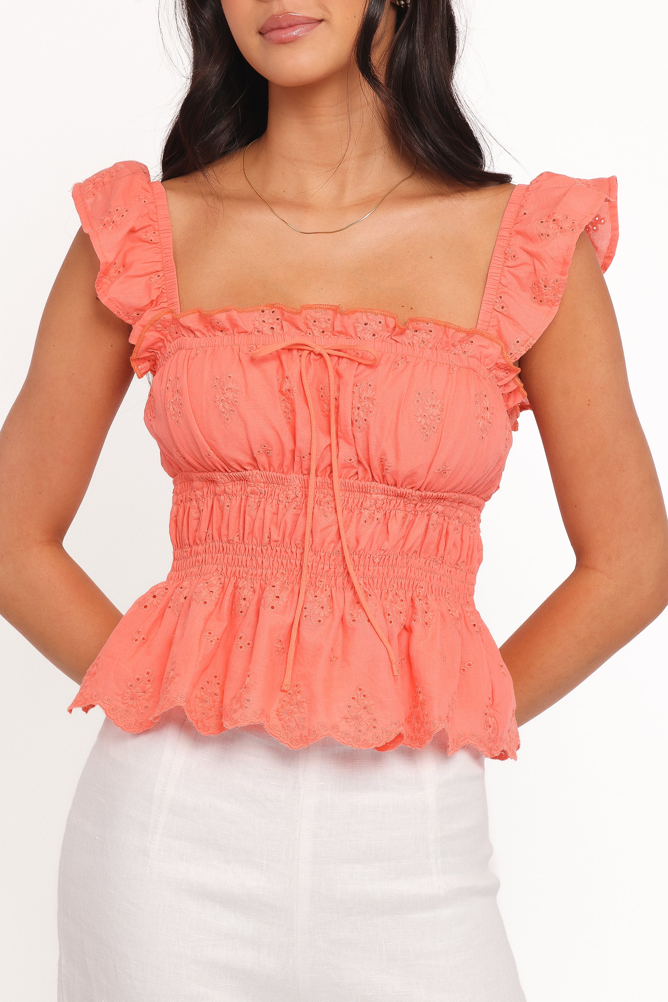 Petal and Pup USA TOPS Melissa Peplum Top - Coral