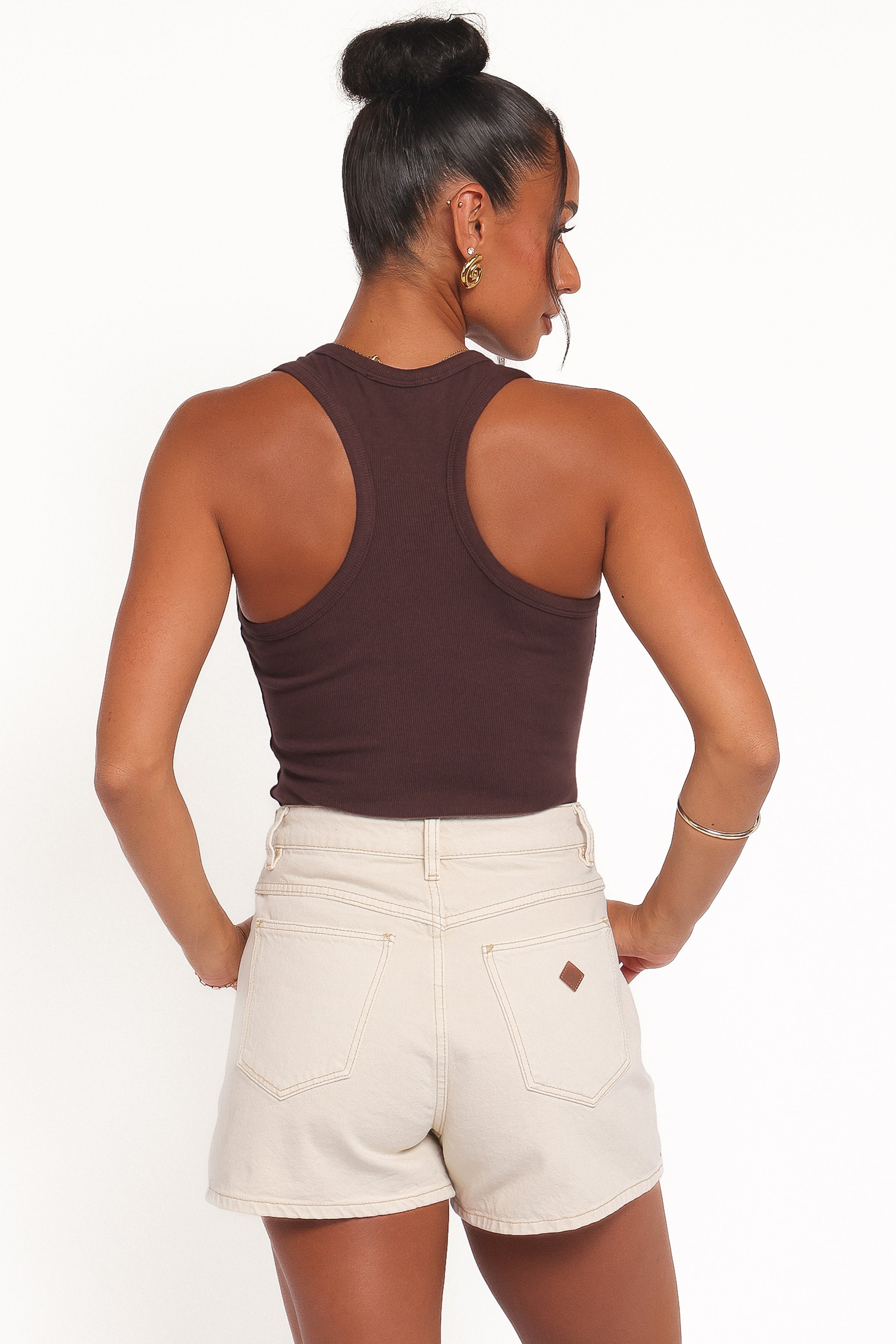 Petal and Pup USA TOPS Miles Racerback Rib Knit Tank Top - Espresso