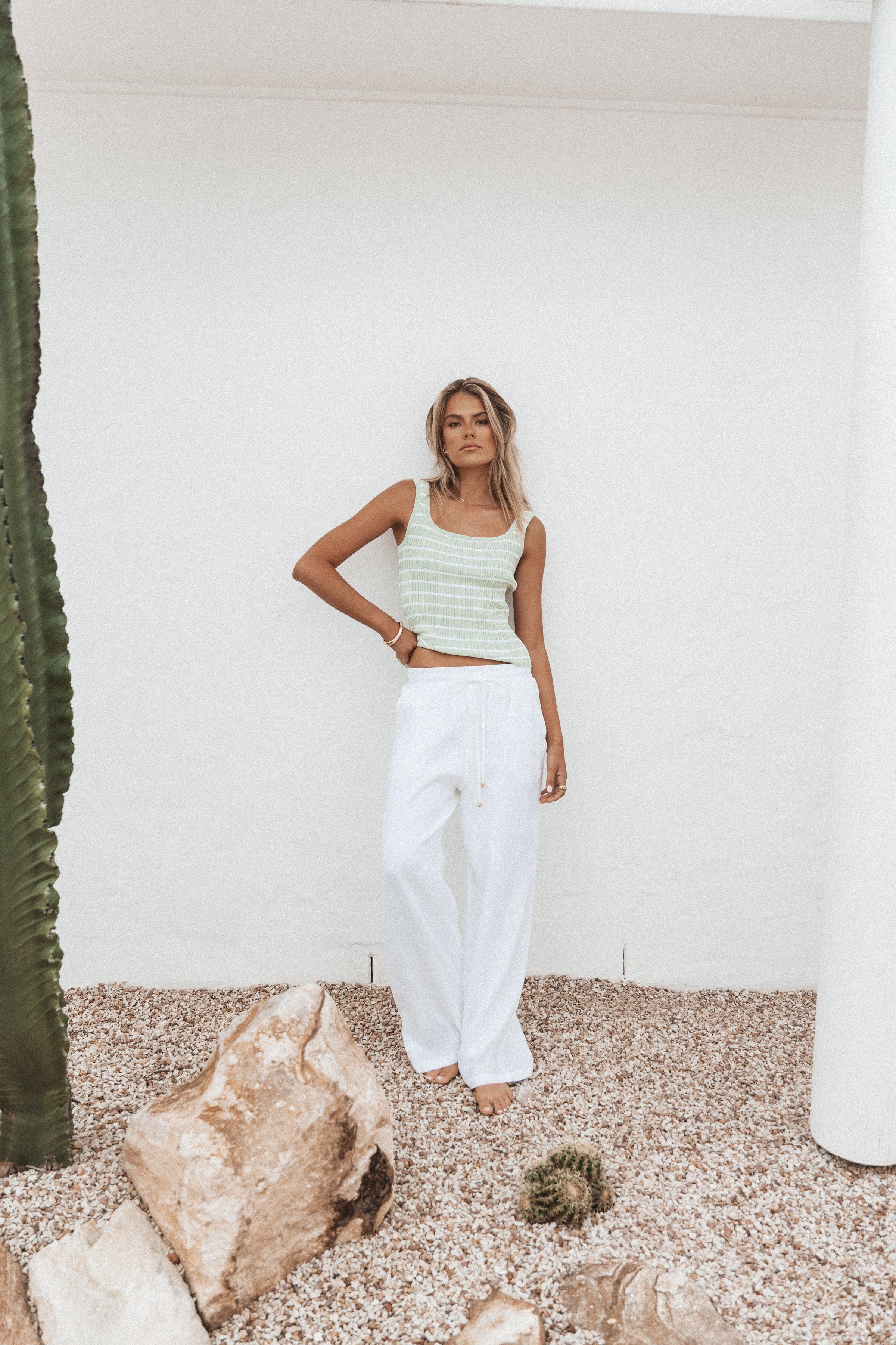 Petal and Pup USA TOPS Milla Knit Top - Sage Stripe