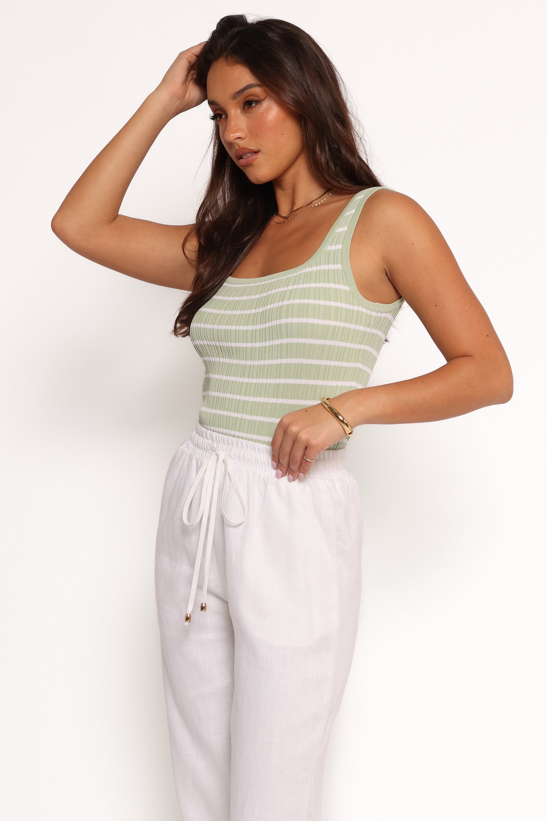 Petal and Pup USA TOPS Milla Knit Top - Sage Stripe