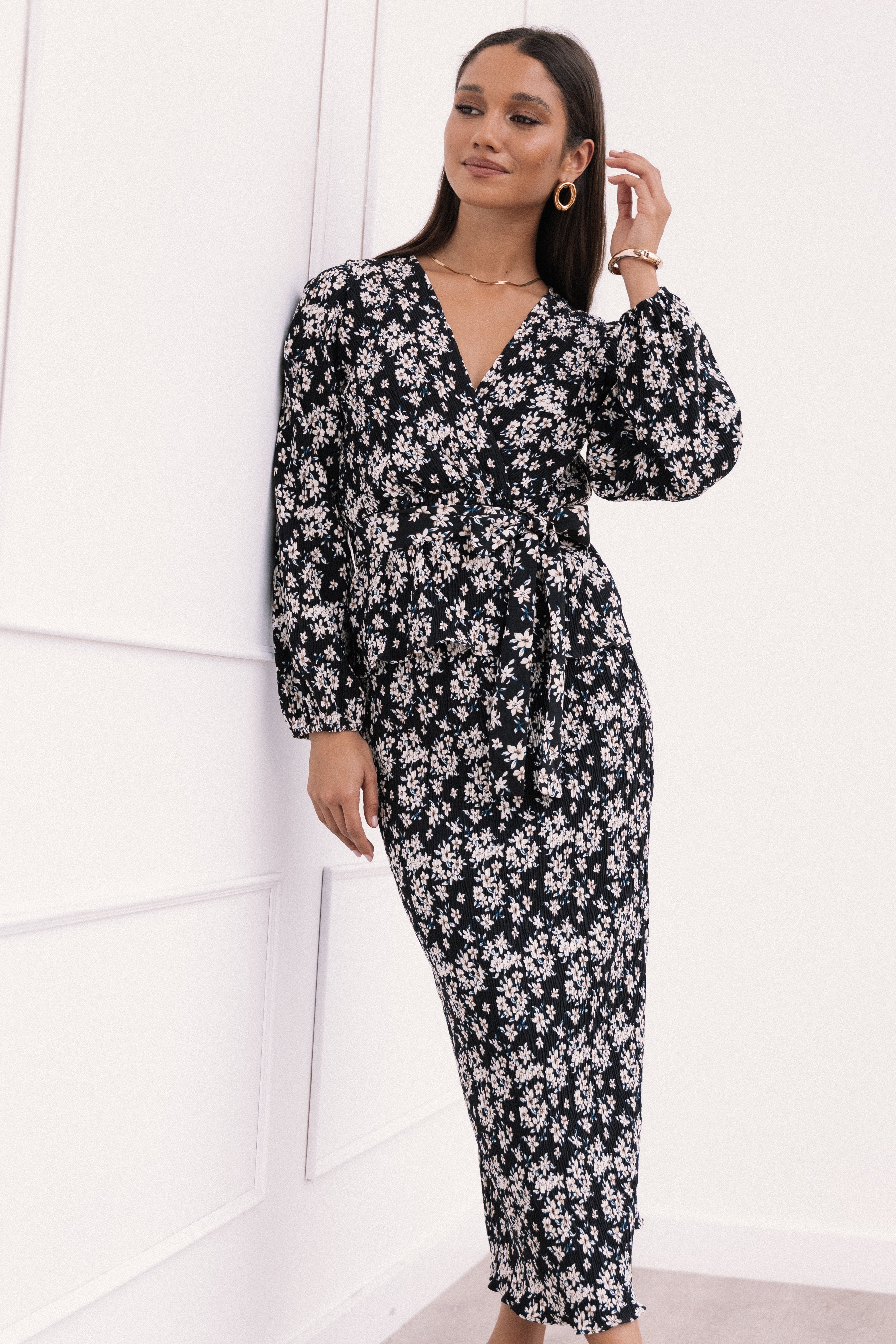 Petal and Pup USA TOPS Minelli Pleat Top - Black/White Floral