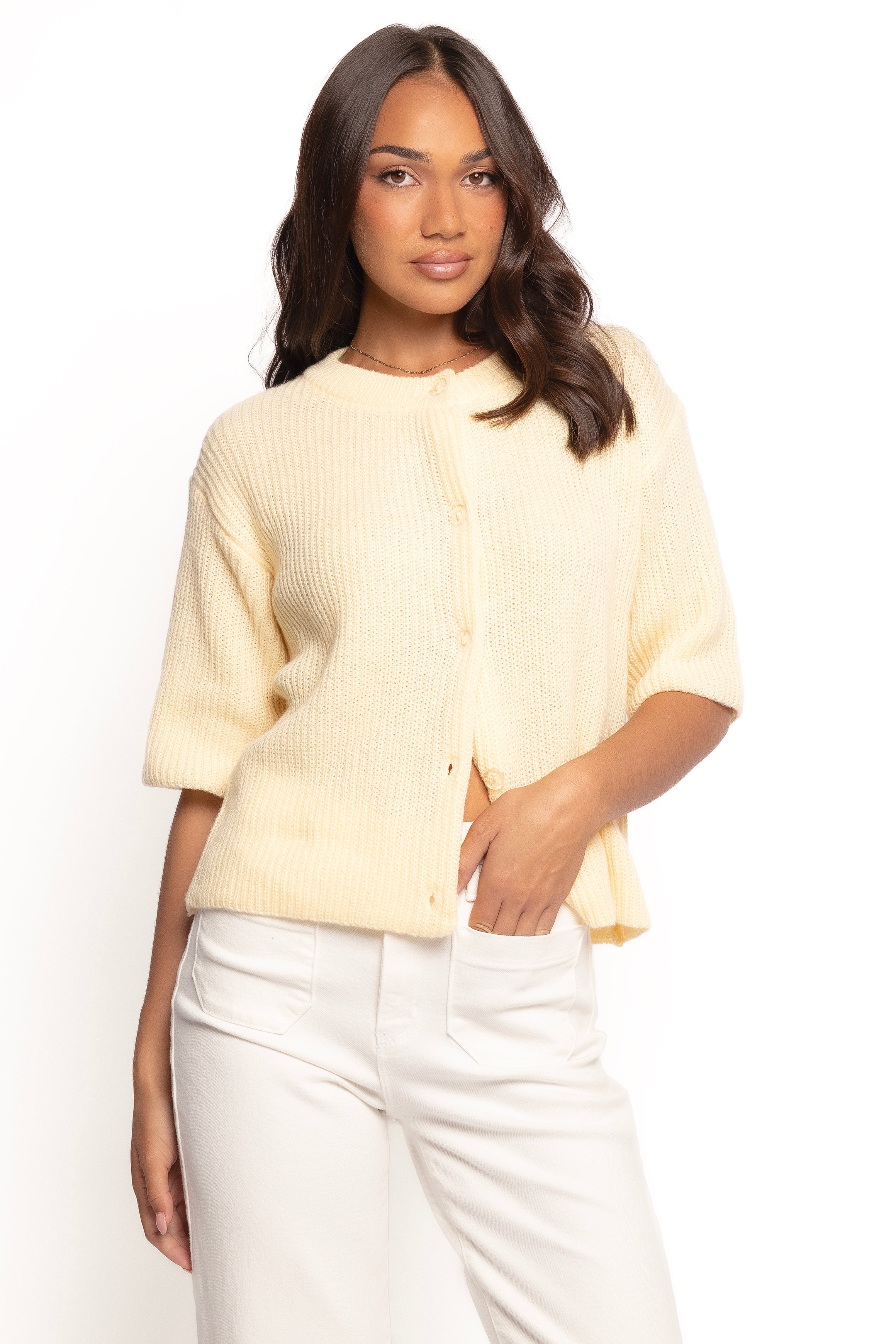 Petal and Pup USA TOPS Miriam Short Sleeve Knit Top - Yellow