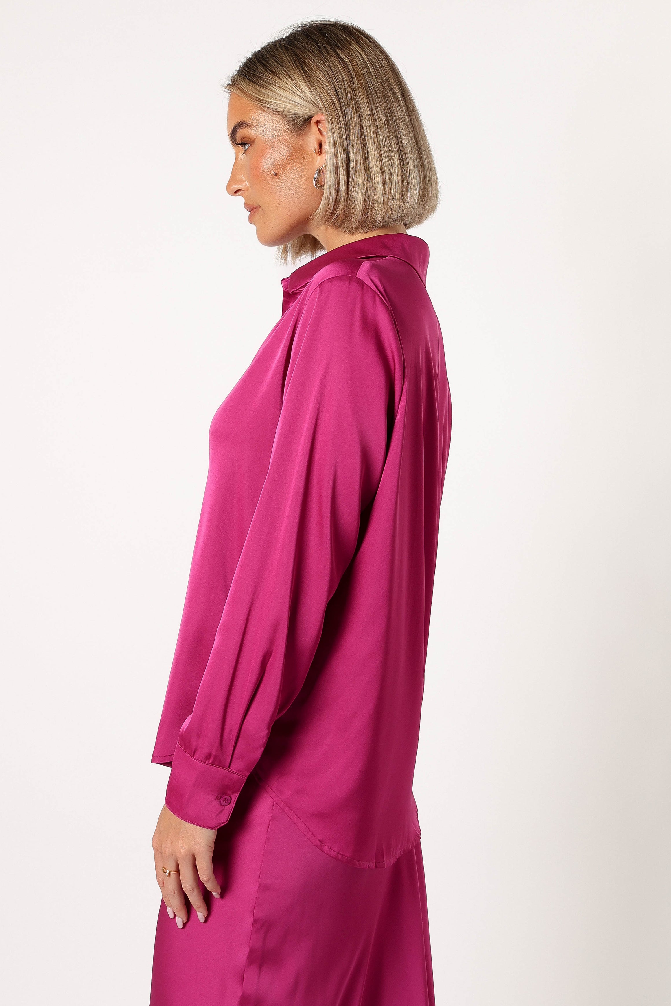 Petal and Pup USA TOPS Narissa Satin Shirt - Magenta