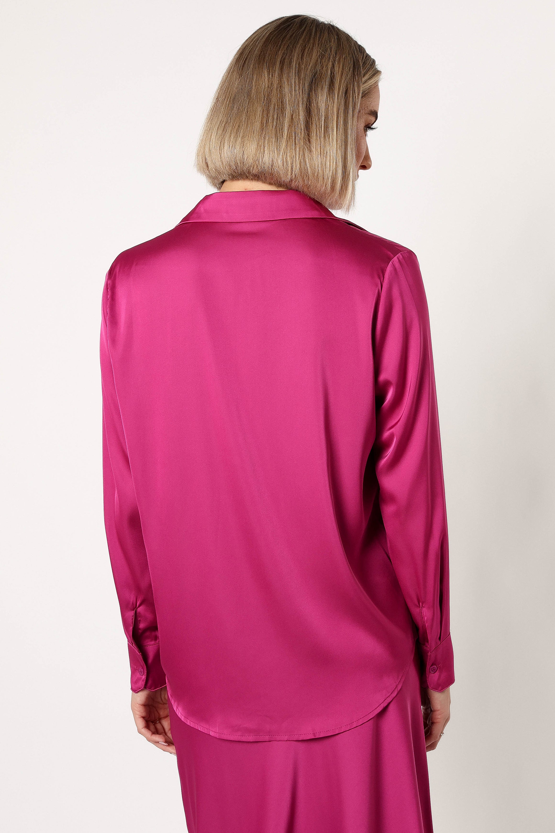 Petal and Pup USA TOPS Narissa Satin Shirt - Magenta