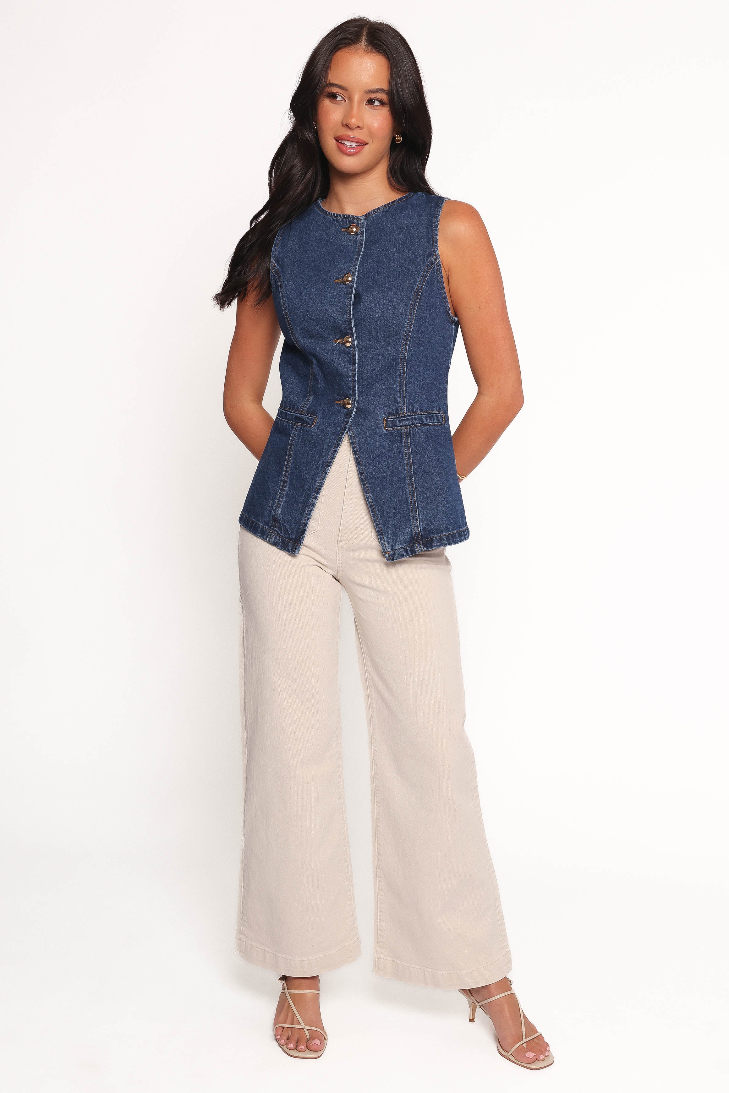 Petal and Pup USA TOPS Nessa Denim Vest - Blue