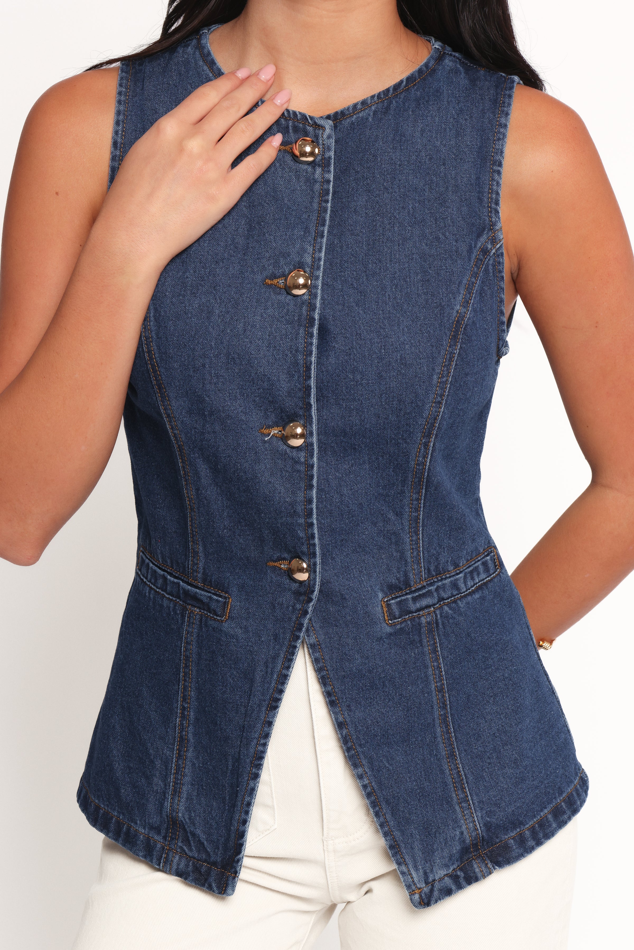 Petal and Pup USA TOPS Nessa Denim Vest - Blue
