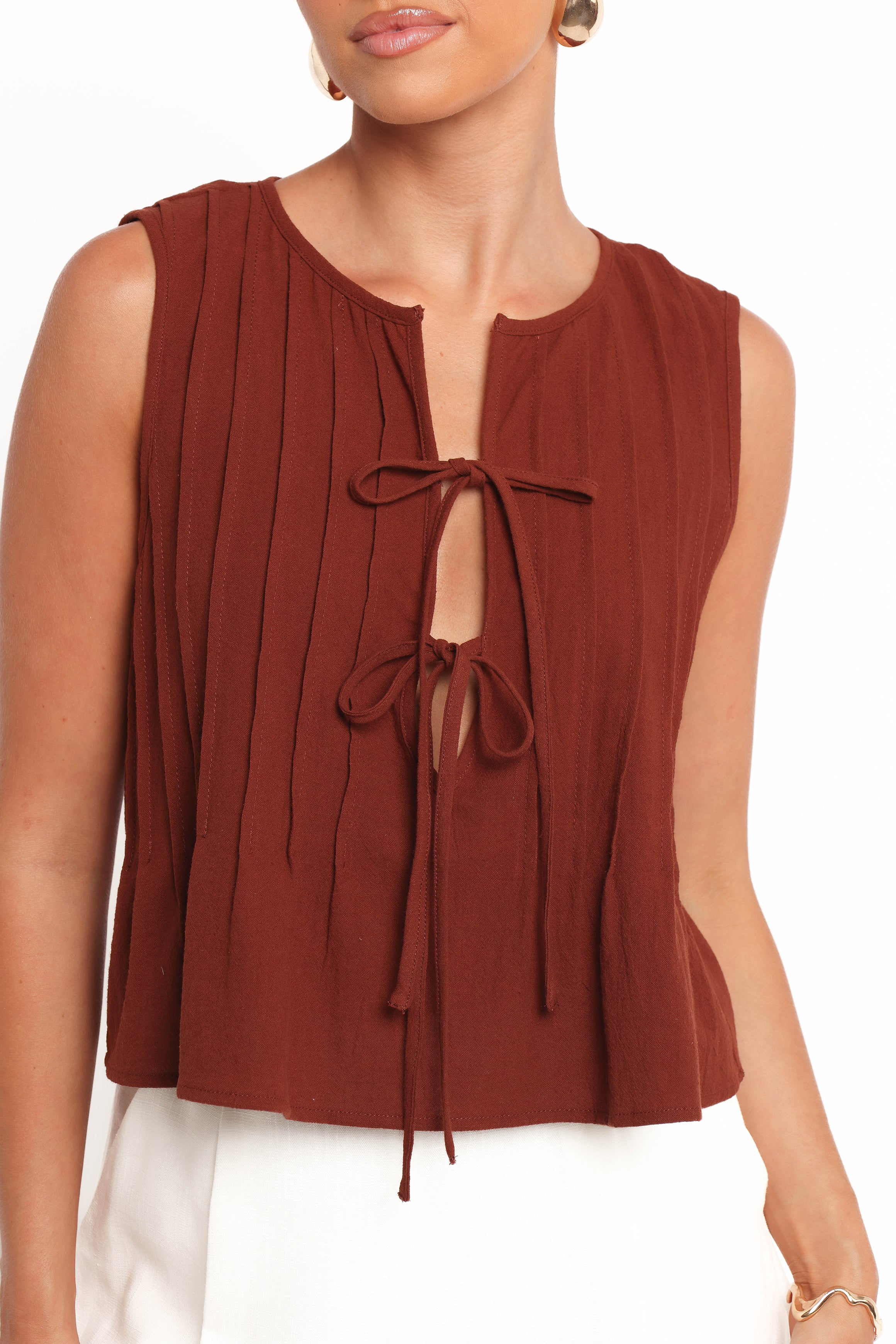 Petal and Pup USA TOPS Nika Pleated Top - Chocolate Brown (Hold for Rack)