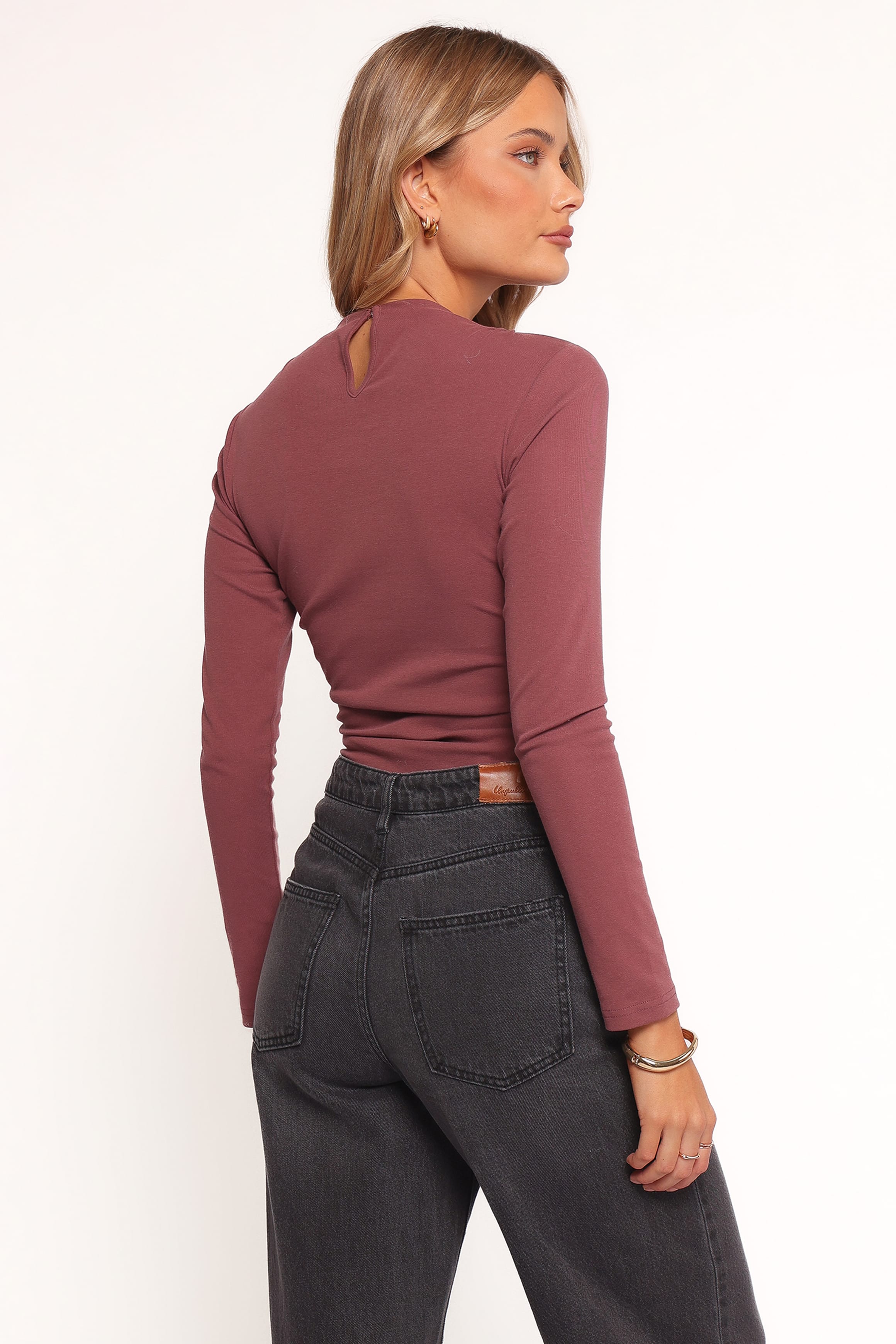 Petal and Pup USA TOPS Nissa Long Sleeve Top - Chocolate Cherry