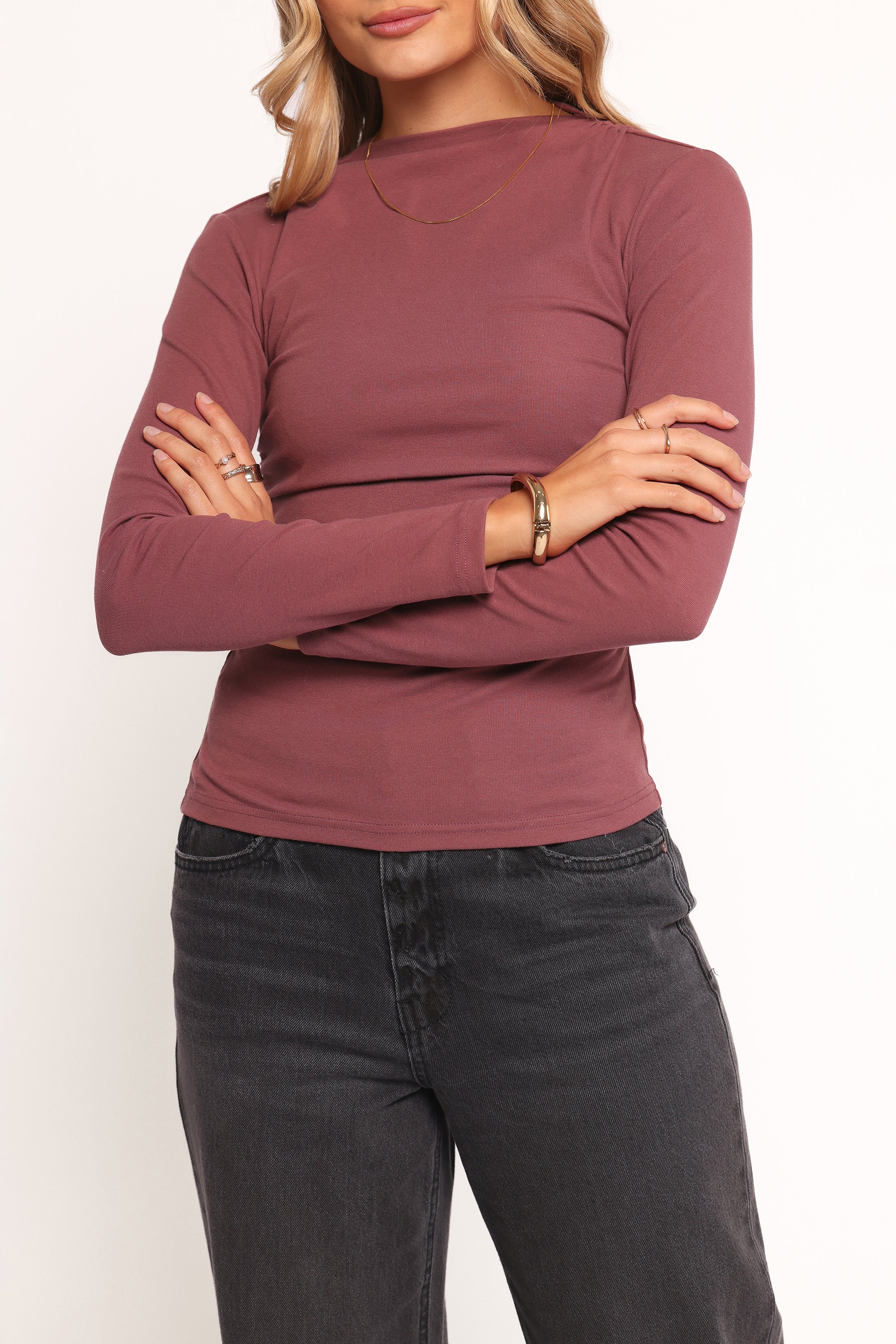 Petal and Pup USA TOPS Nissa Long Sleeve Top - Chocolate Cherry