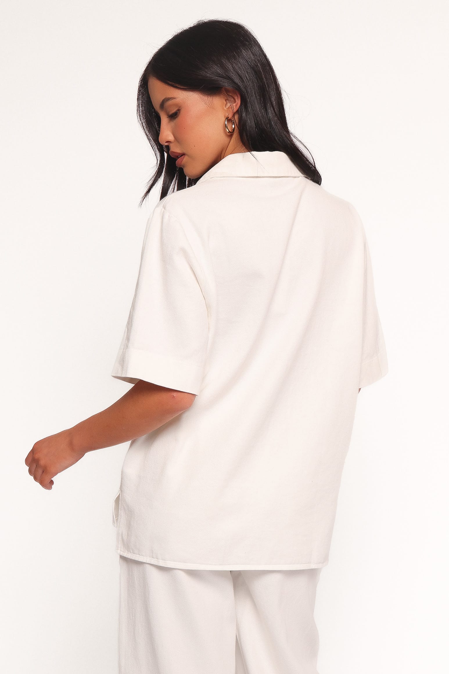 Petal and Pup USA TOPS Odelia Denim Shirt - Off White