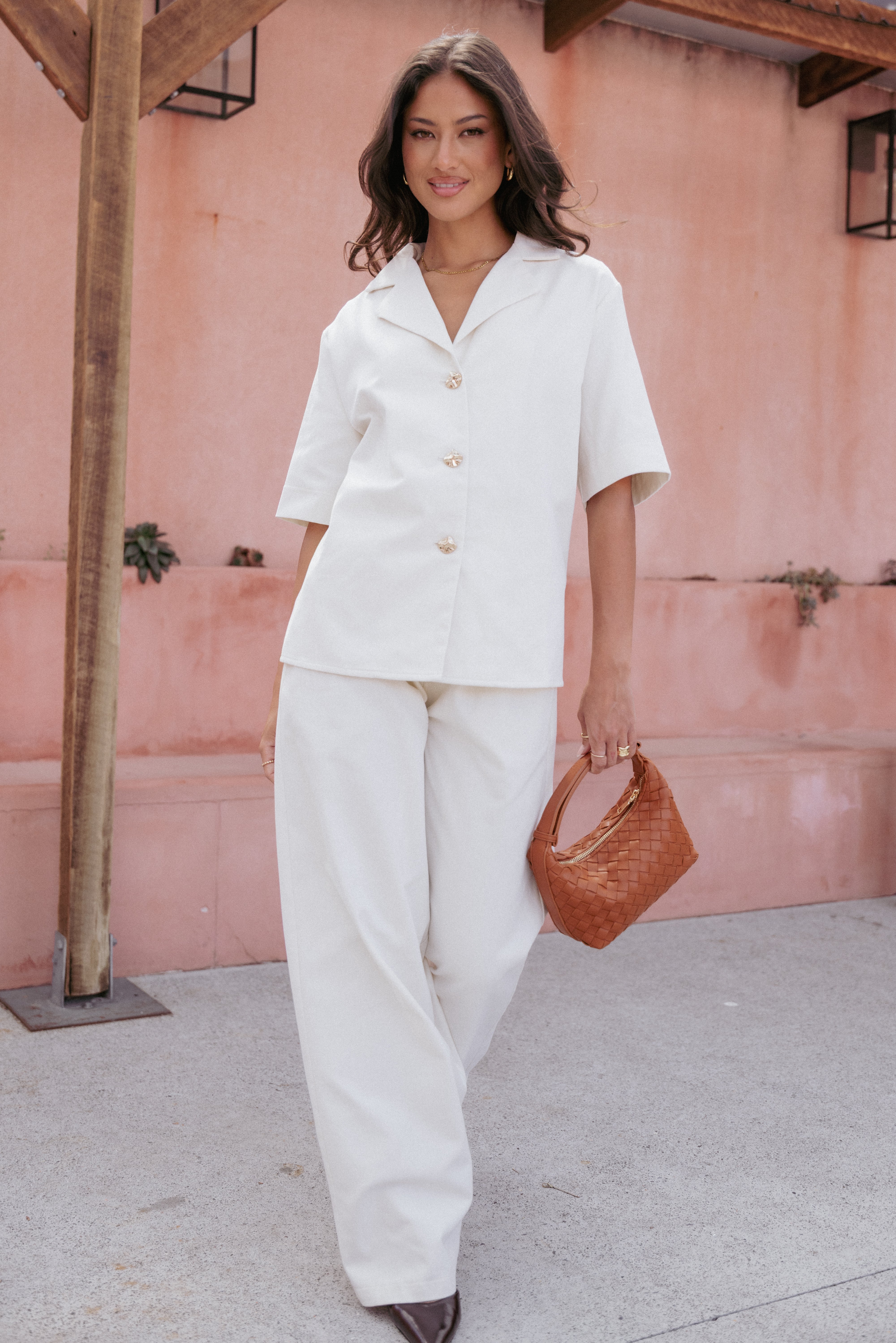 Petal and Pup USA TOPS Odelia Denim Shirt - Off White