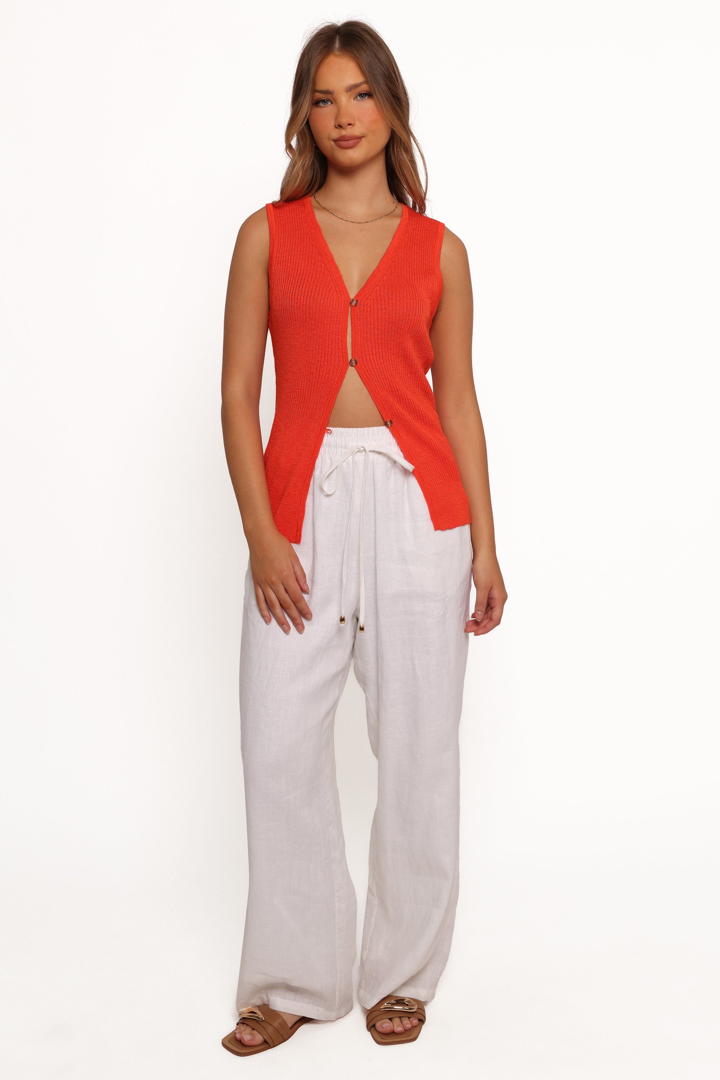 Petal and Pup USA TOPS Parma Knit Vest Top - Blood Orange