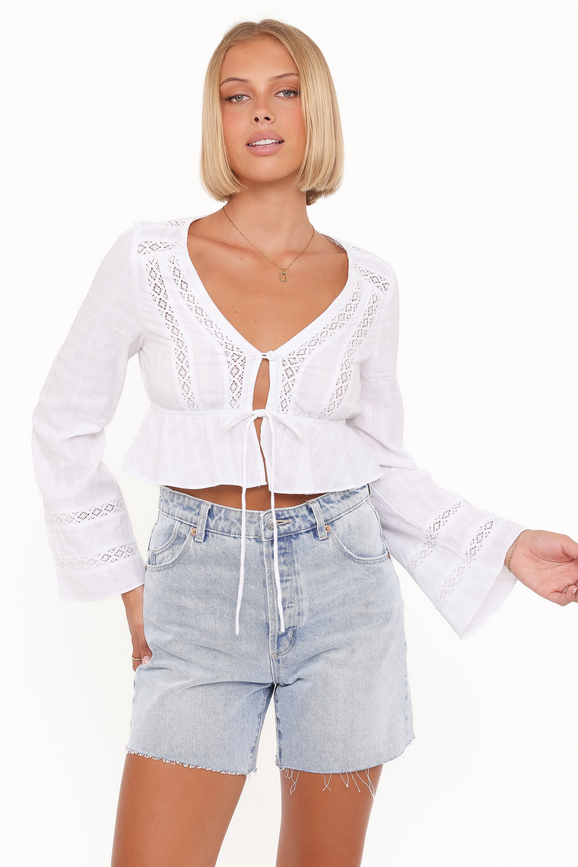 Petal and Pup USA TOPS Reed Long Sleeve Top - White