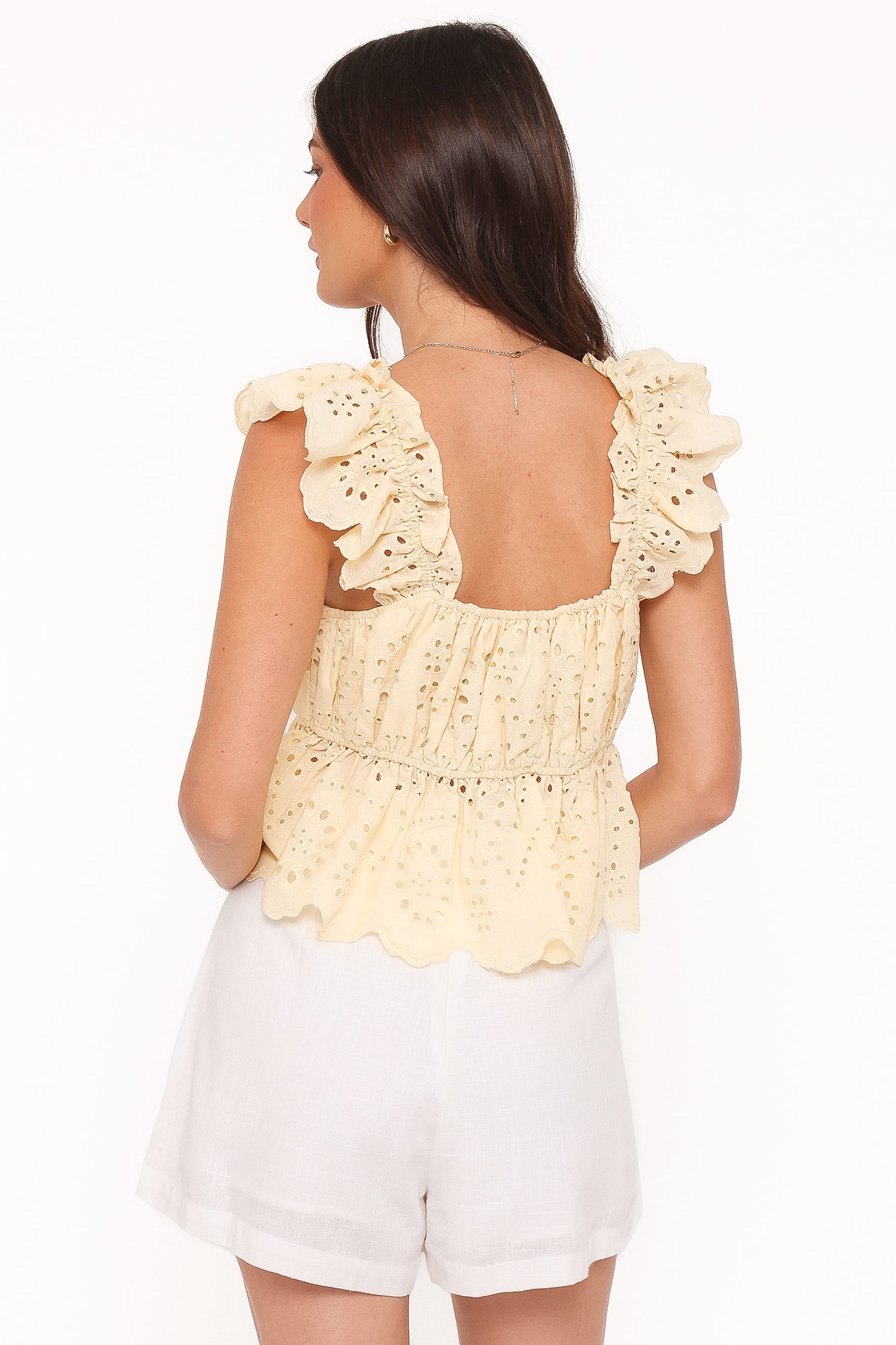 Petal and Pup USA TOPS Regina Eyelet Ruffle Top - Butter Yellow