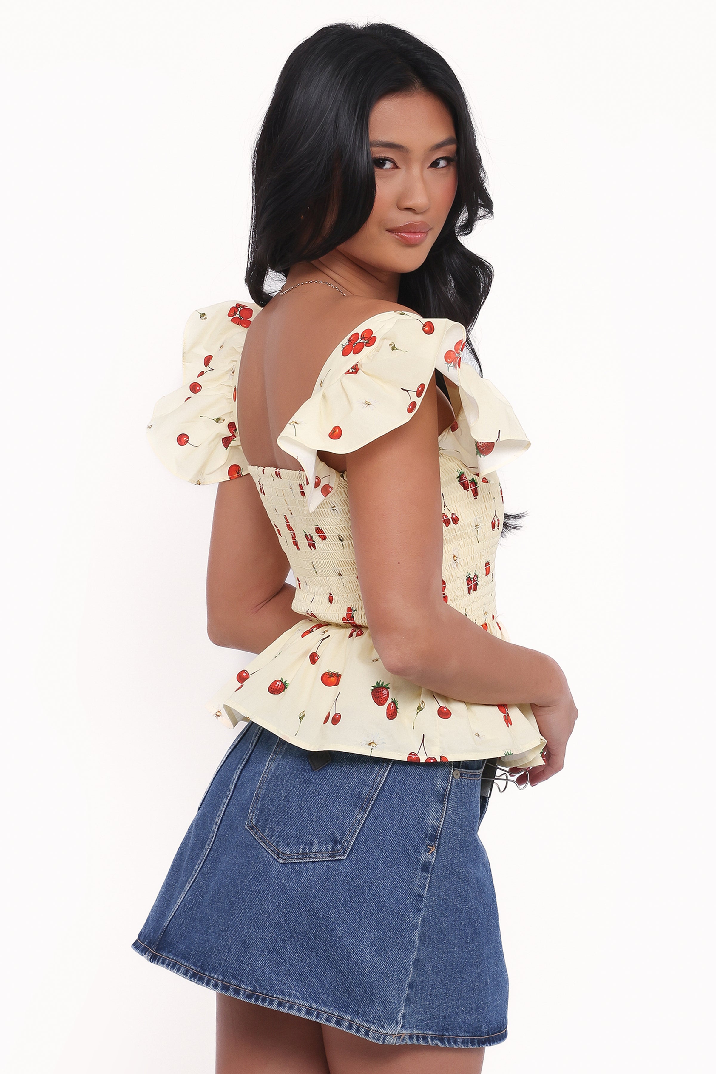 Petal and Pup USA TOPS Remira Smocked Ruffle Top - Yellow Cherry (Hold for Amazon)