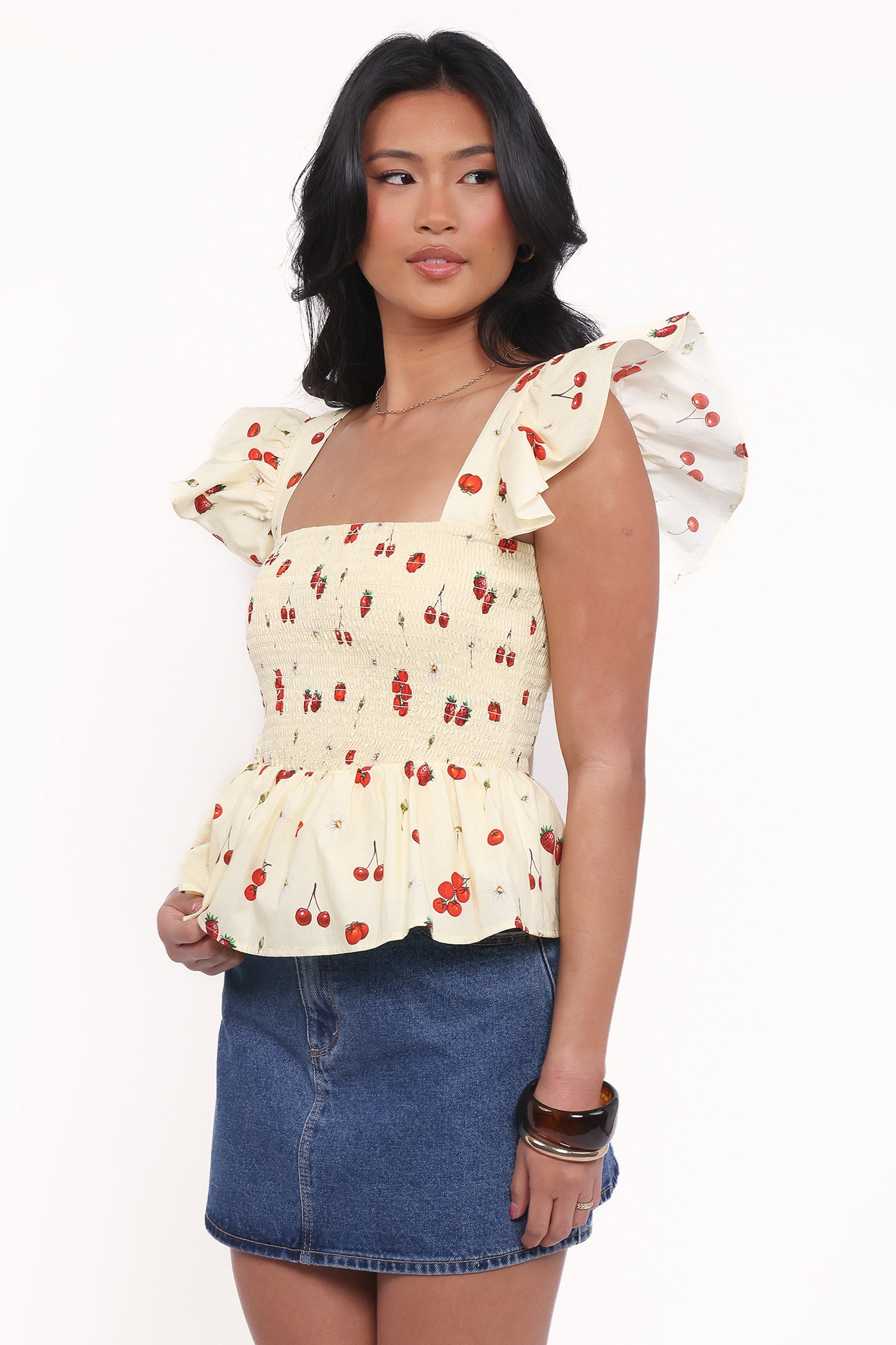Petal and Pup USA TOPS Remira Smocked Ruffle Top - Yellow Cherry (Hold for Amazon)