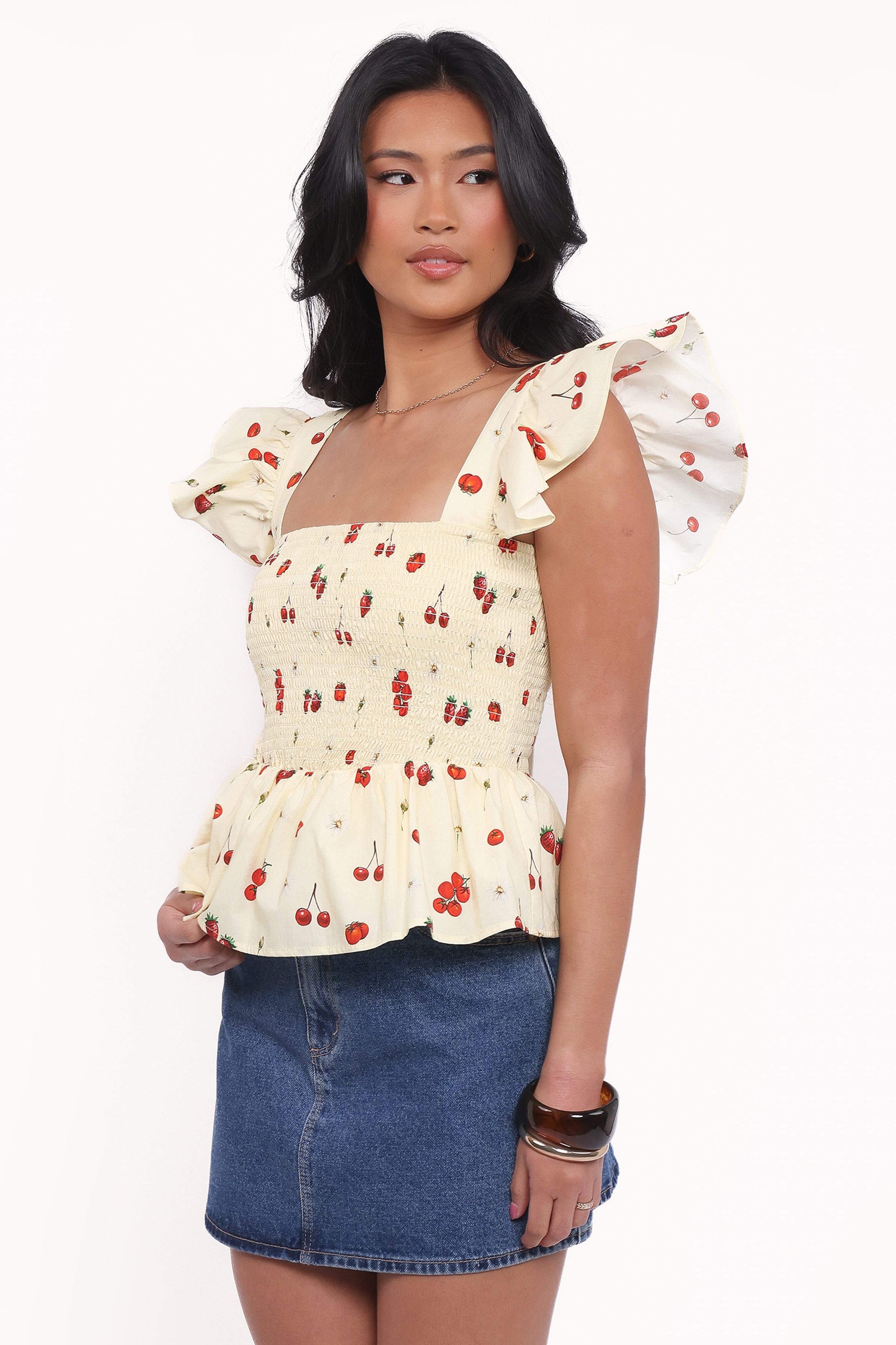 Petal and Pup USA TOPS Remira Smocked Ruffle Top - Yellow Cherry (Hold for Amazon)