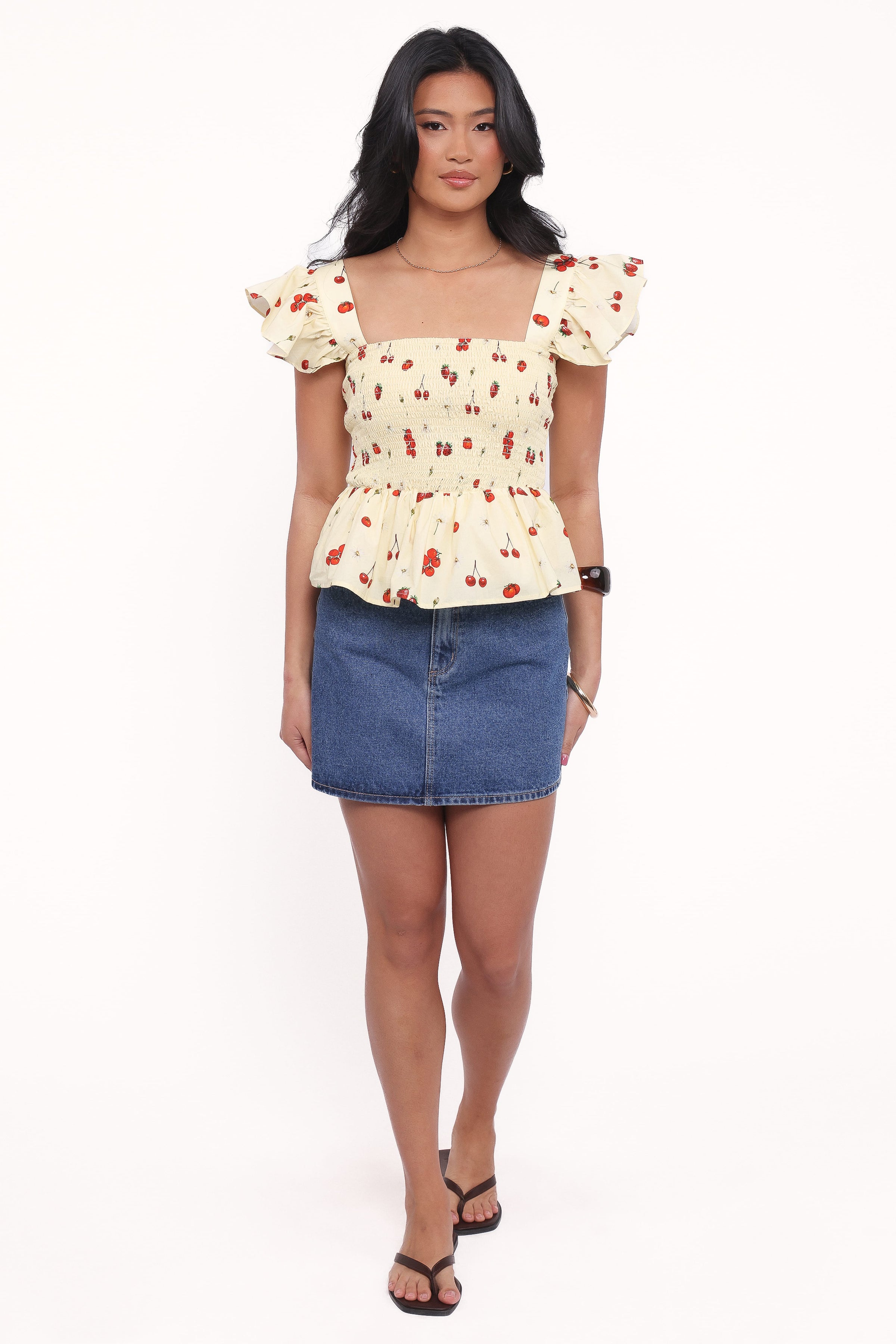 Petal and Pup USA TOPS Remira Smocked Ruffle Top - Yellow Cherry (Hold for Amazon)