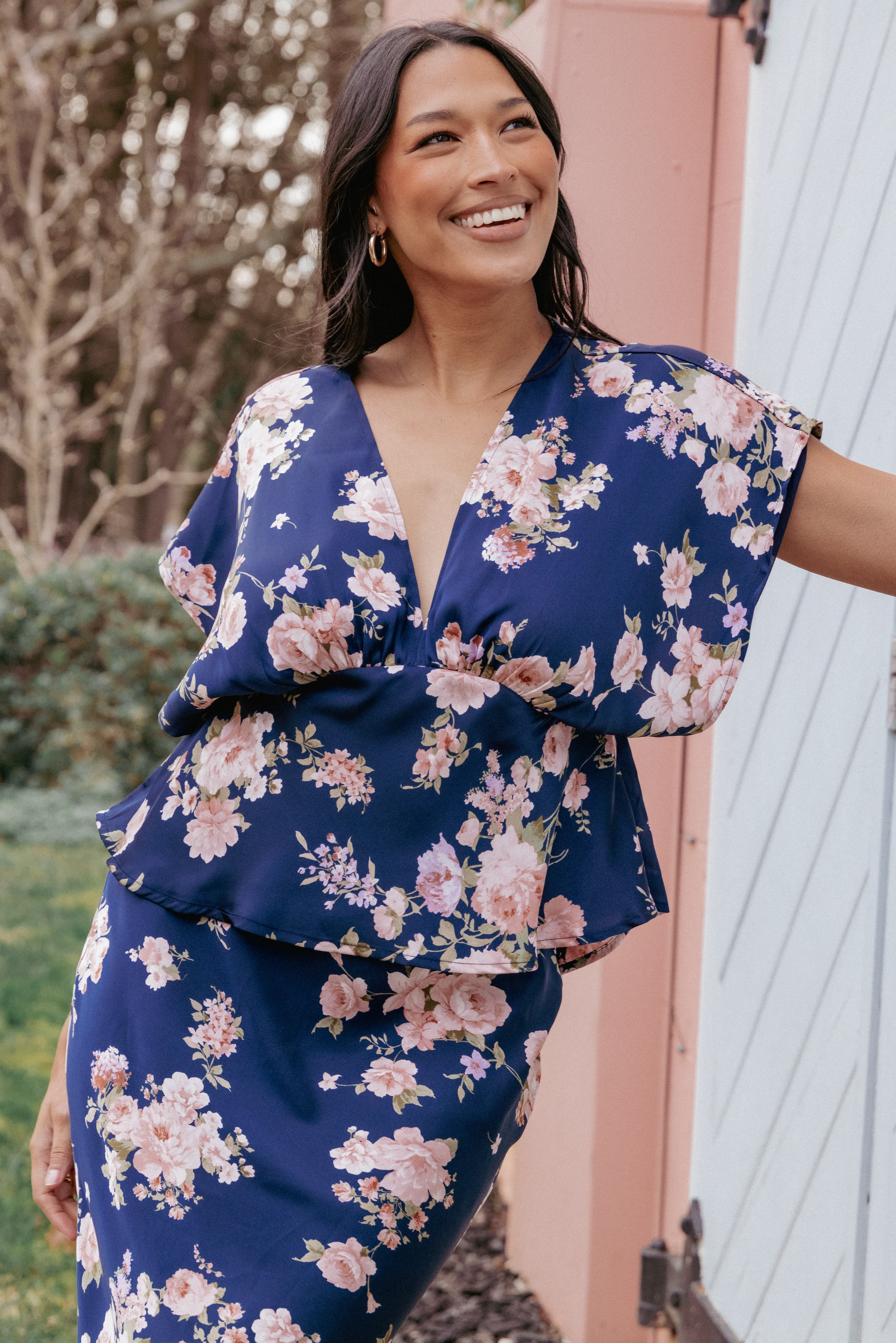 Petal and Pup USA TOPS Ricki Top - Navy Floral