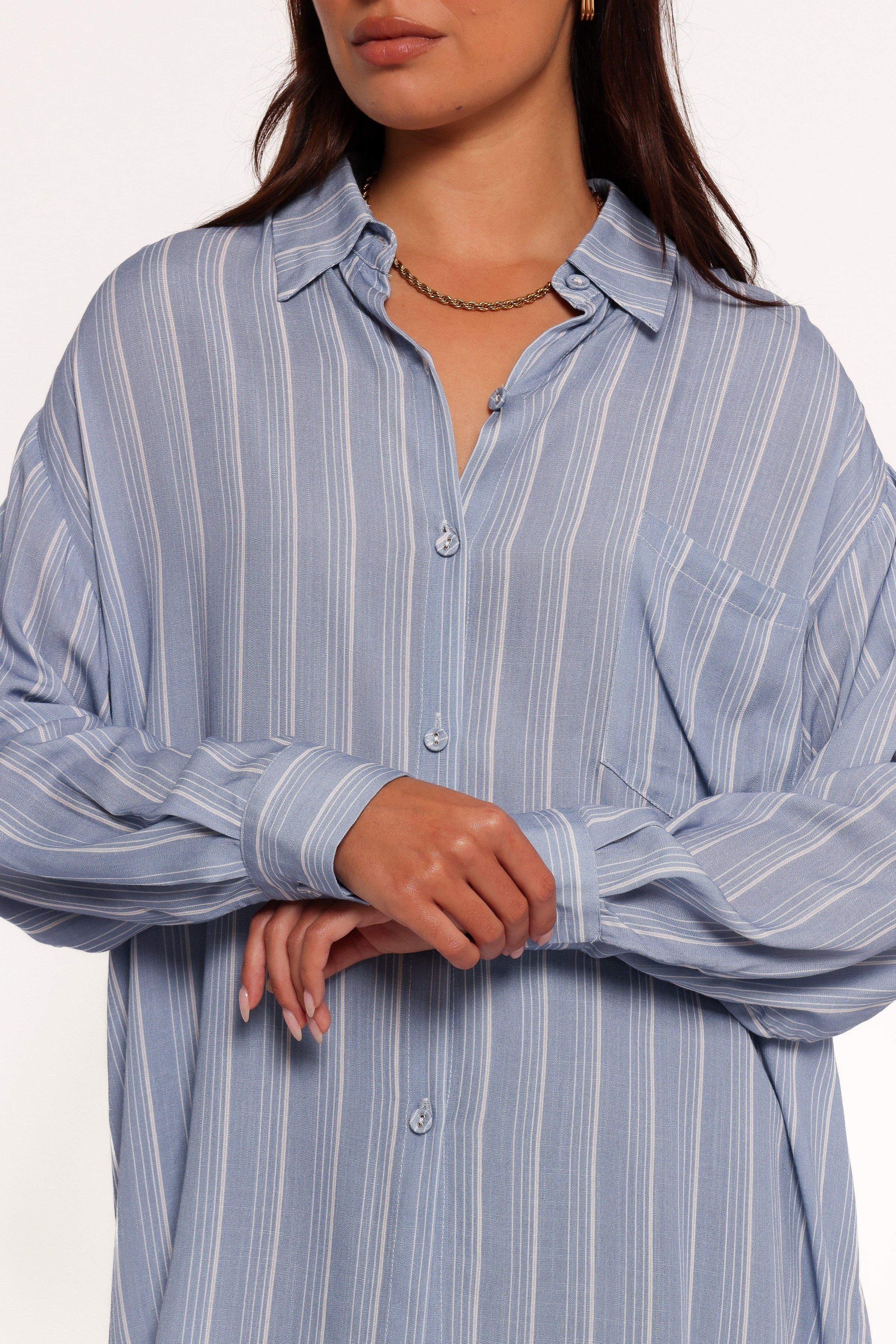 Petal and Pup USA TOPS Rixo Button Down Top - Blue Stripe