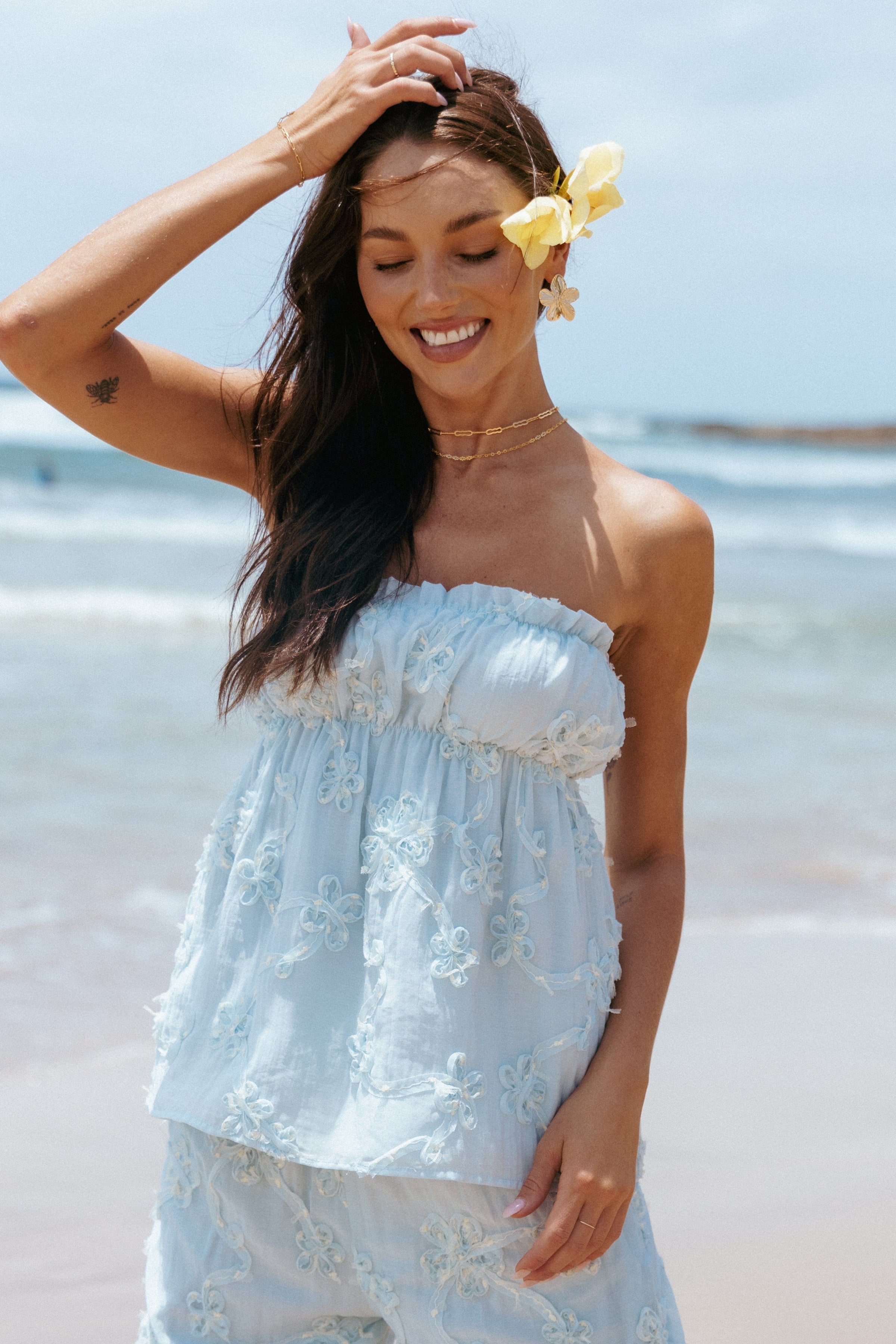 Petal and Pup USA TOPS Robin Strapless Top - Pale Blue