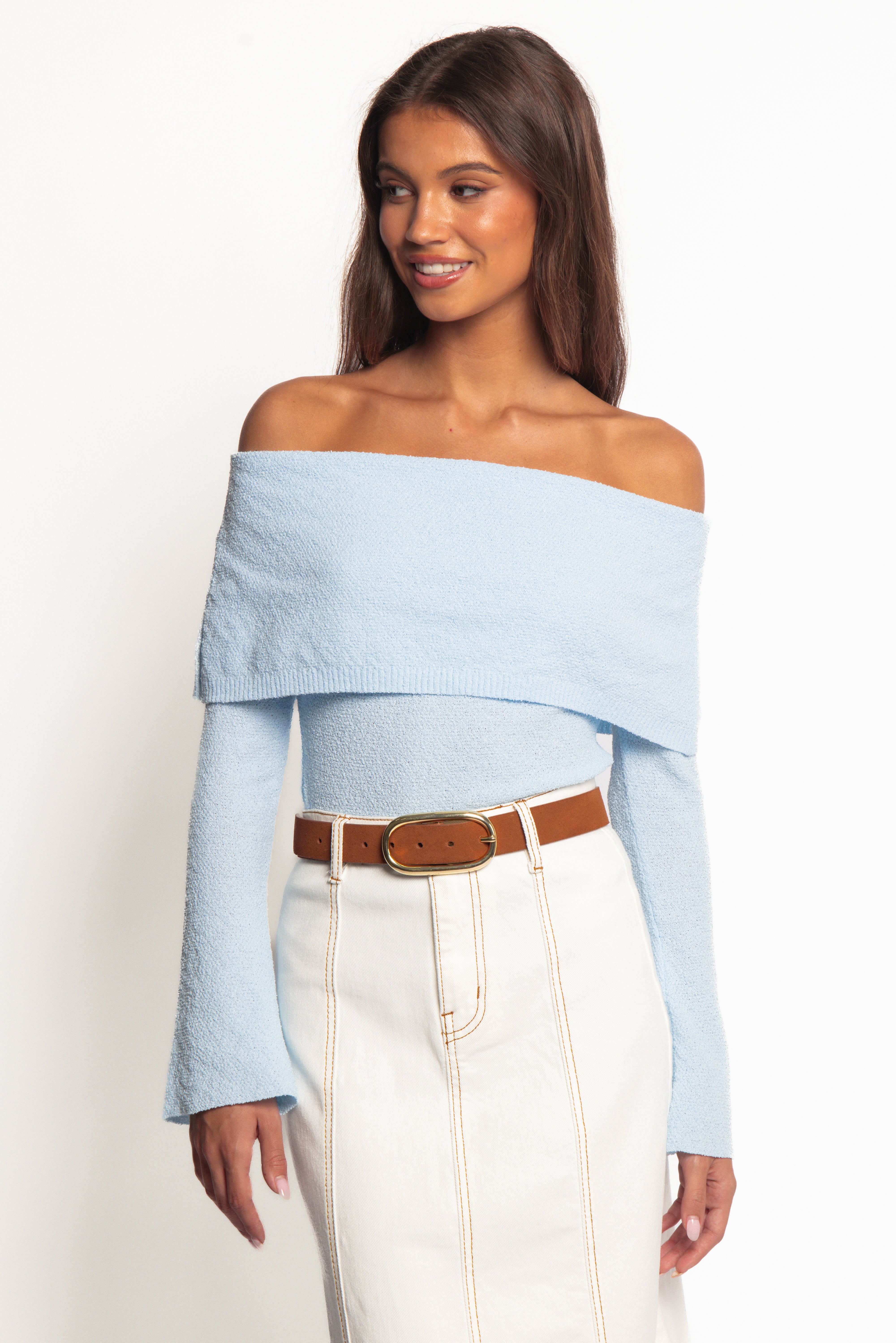 Petal and Pup USA TOPS Rory Off Shoulder Top - Pale Blue