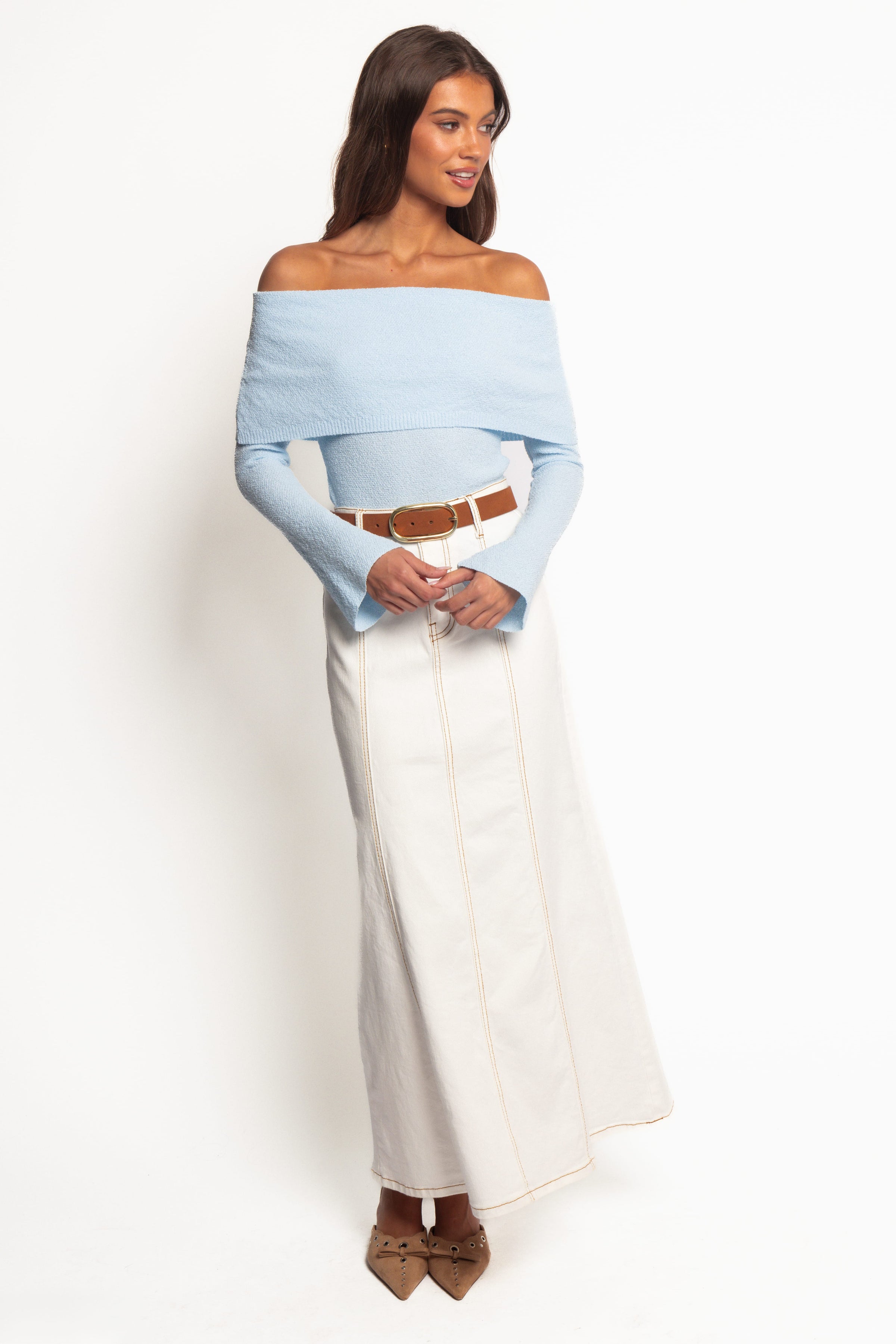 Petal and Pup USA TOPS Rory Off Shoulder Top - Pale Blue