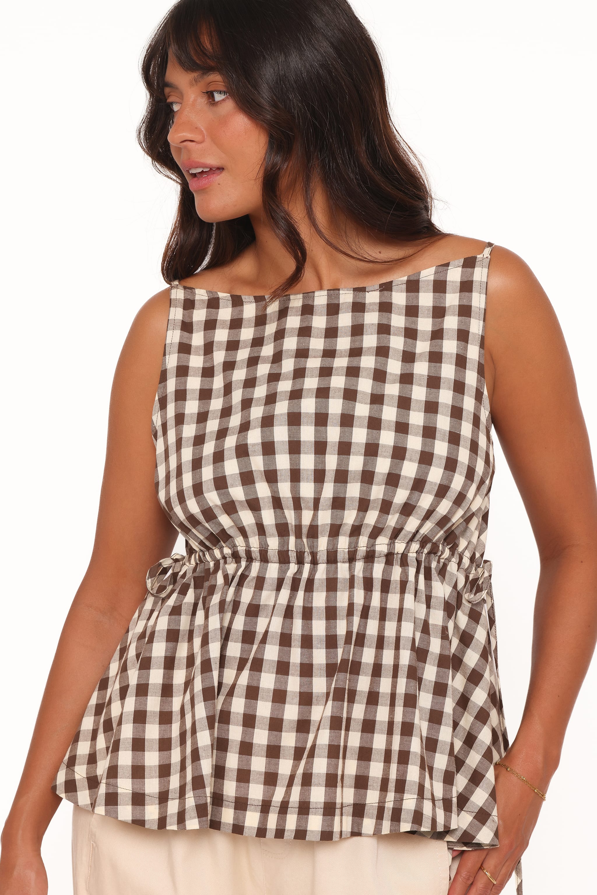 Petal and Pup USA TOPS Rory Top - Brown Gingham