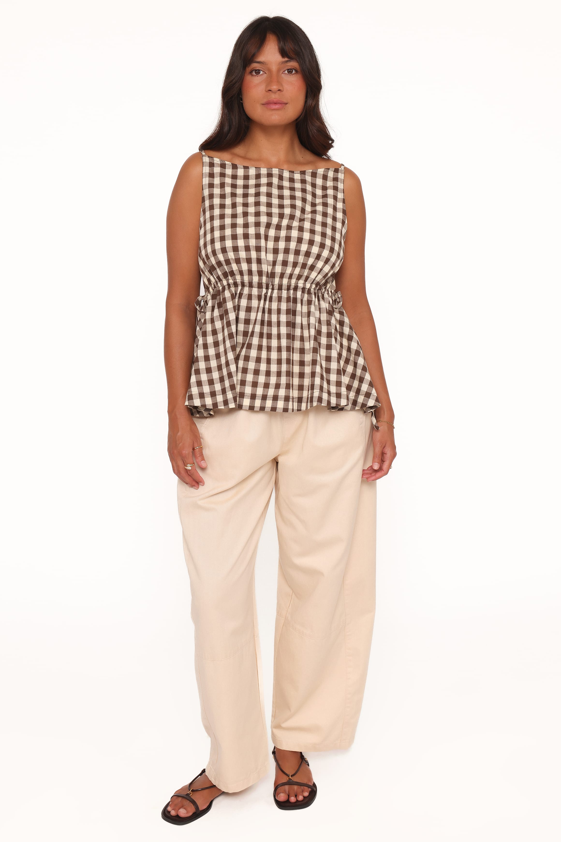 Petal and Pup USA TOPS Rory Top - Brown Gingham