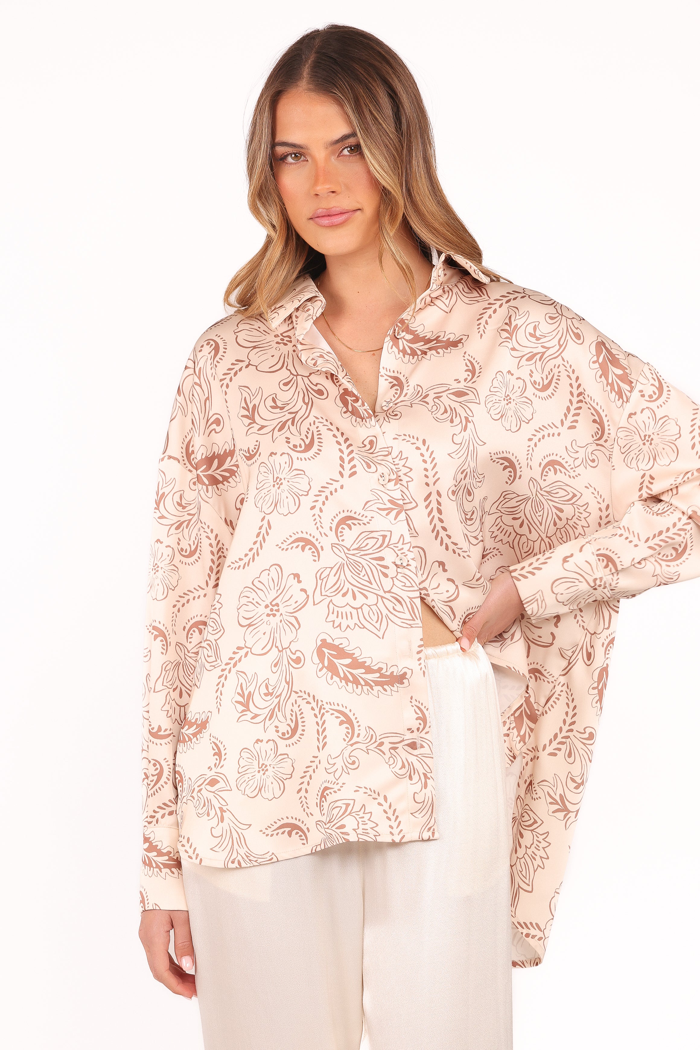 Petal and Pup USA TOPS Rosalie Shirt - Brown Paisley